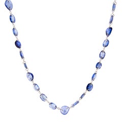 Jona Blue Sapphire 18 Karat White Gold Long Necklace