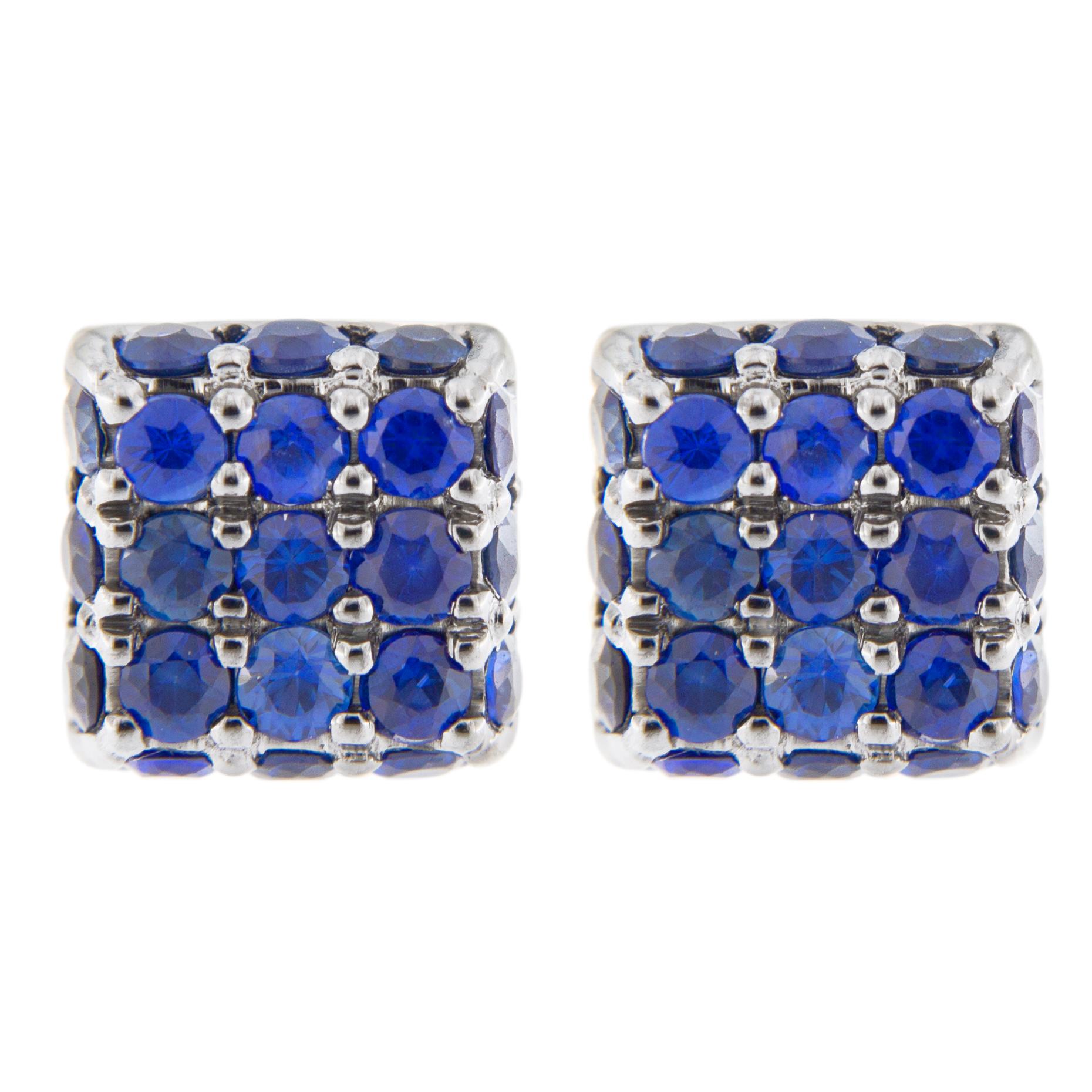 Jona Blue Sapphire White Diamond 18 Karat White Gold Butterfly Stud