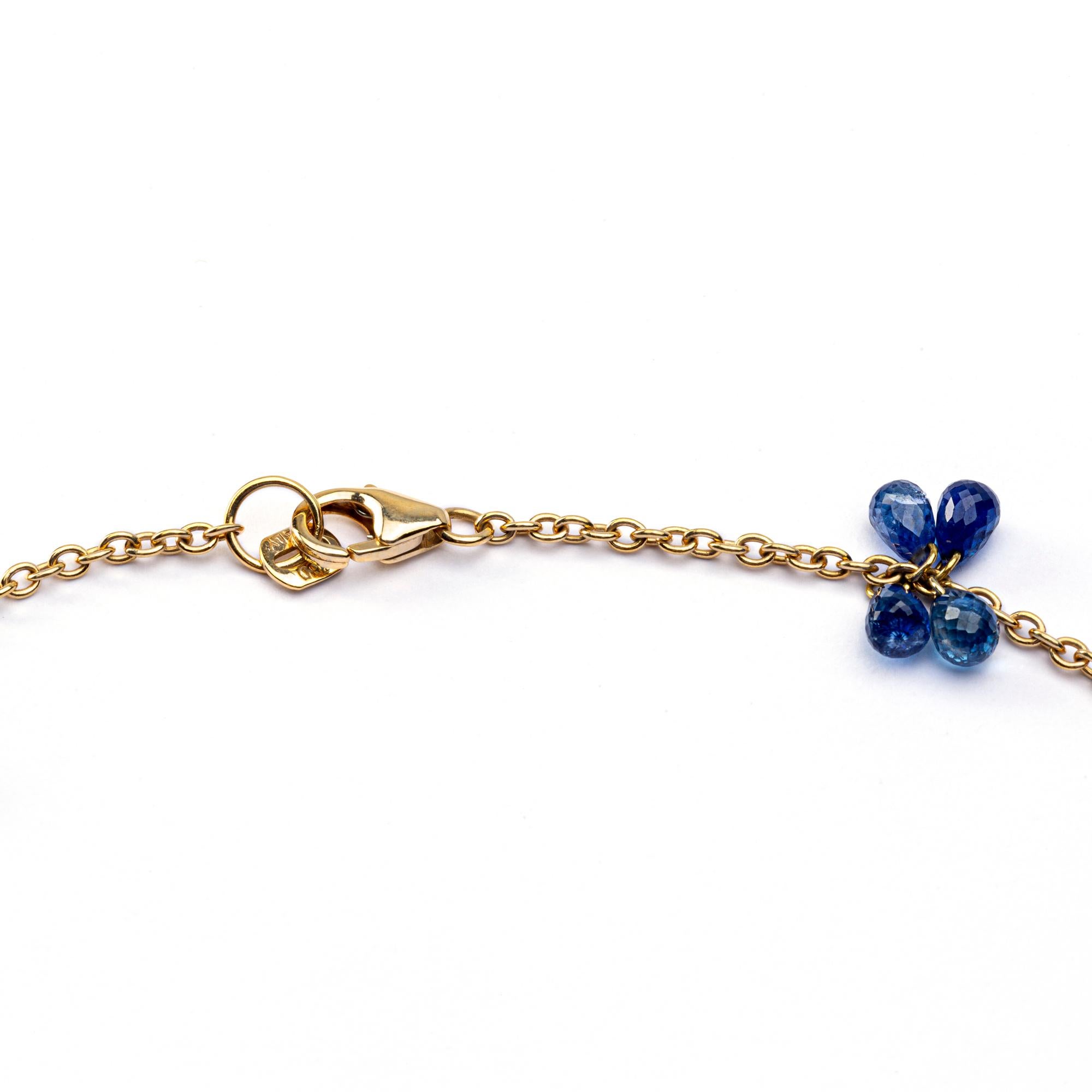 Women's Alex Jona Blue Sapphire 18 Karat Yellow Gold Long Chain Necklace For Sale
