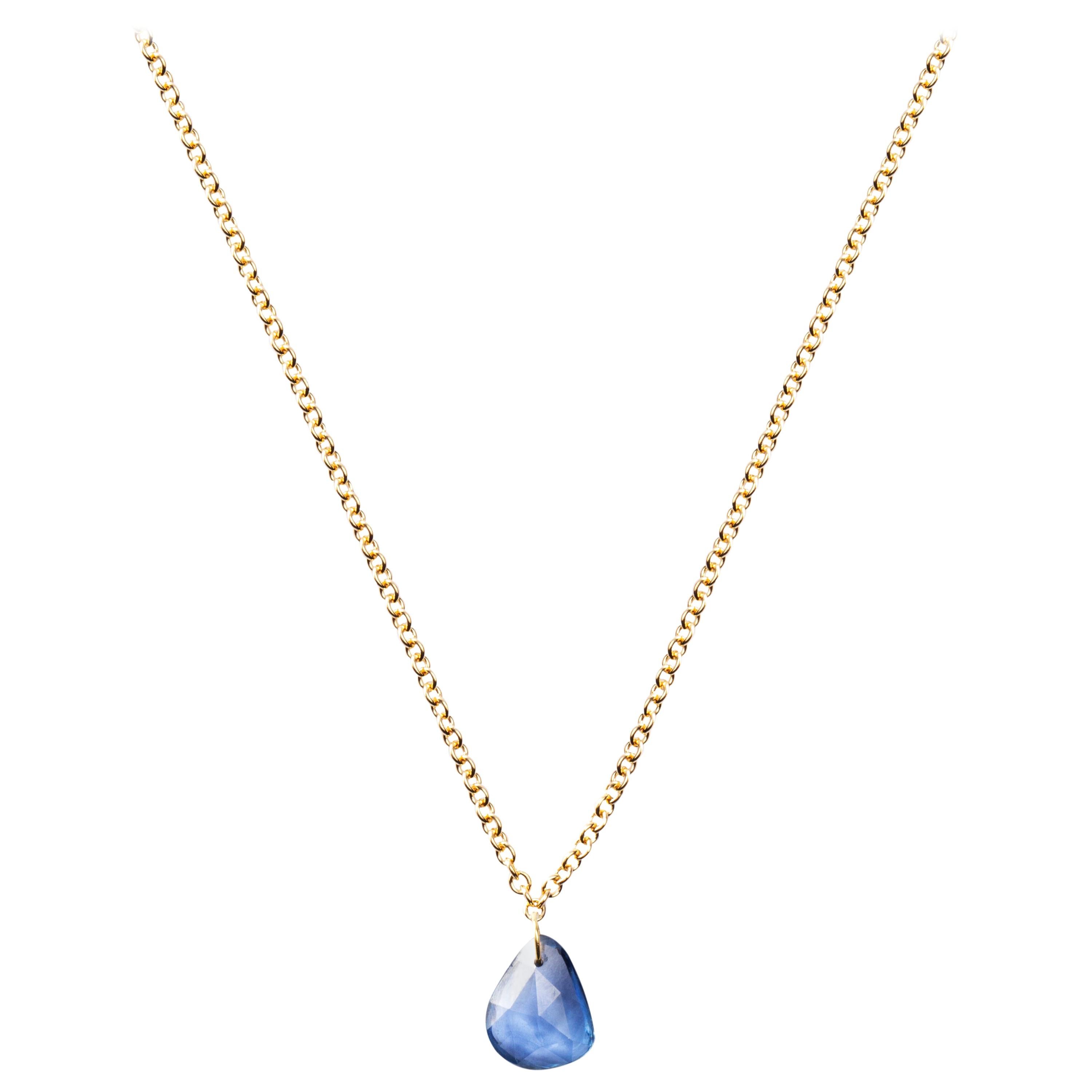 Jona Blue Sapphire 18 Karat Yellow Gold Pendant Necklace