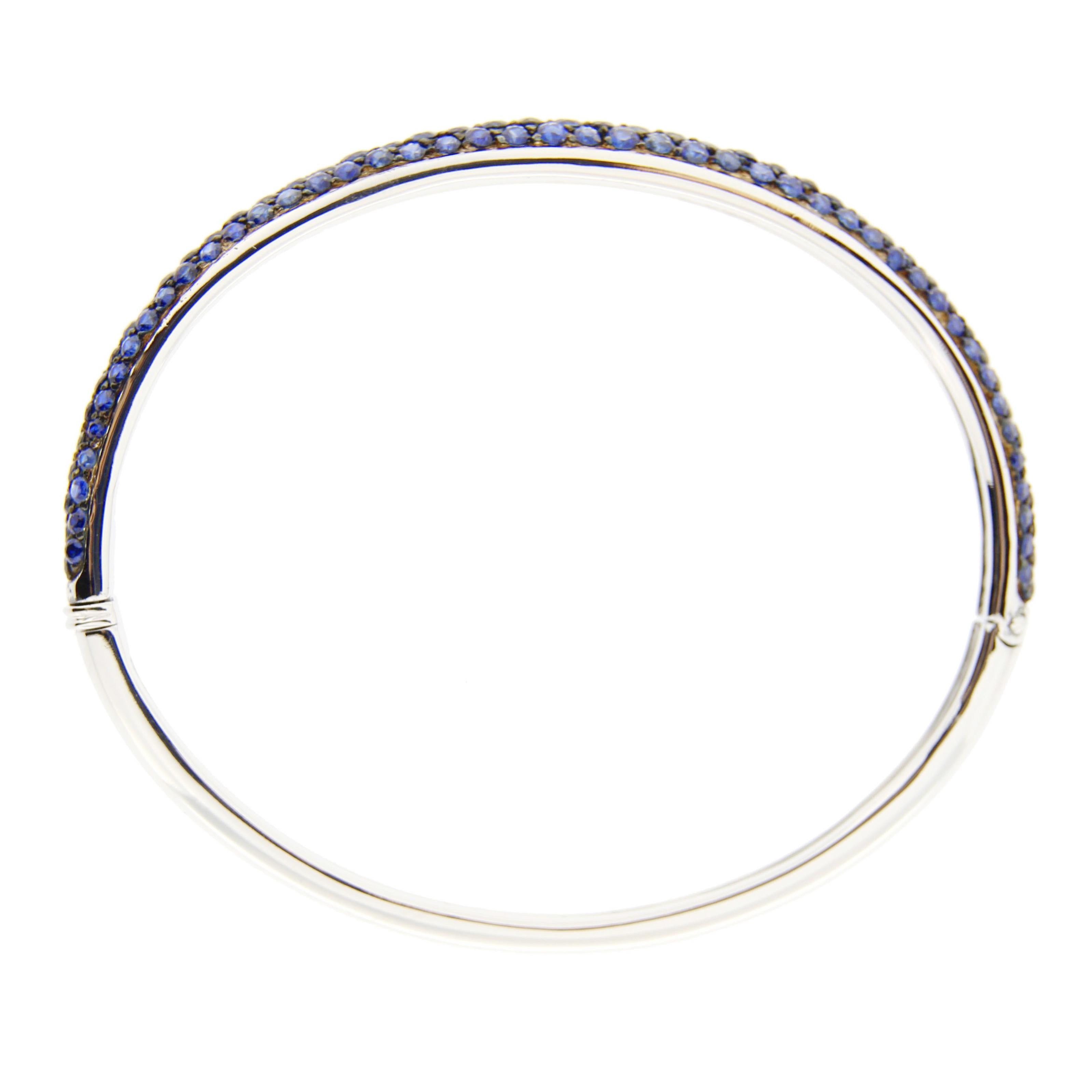 Alex Jona Blue Sapphire Pavé 18 Karat White Gold Bangle Bracelet 1
