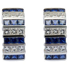 Alex Jona Blue Sapphire White Diamond 18 White Gold Clip-On Earrings