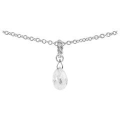 Alex Jona Briolette White Diamond Drop 18 Karat White Gold Pendant Necklace
