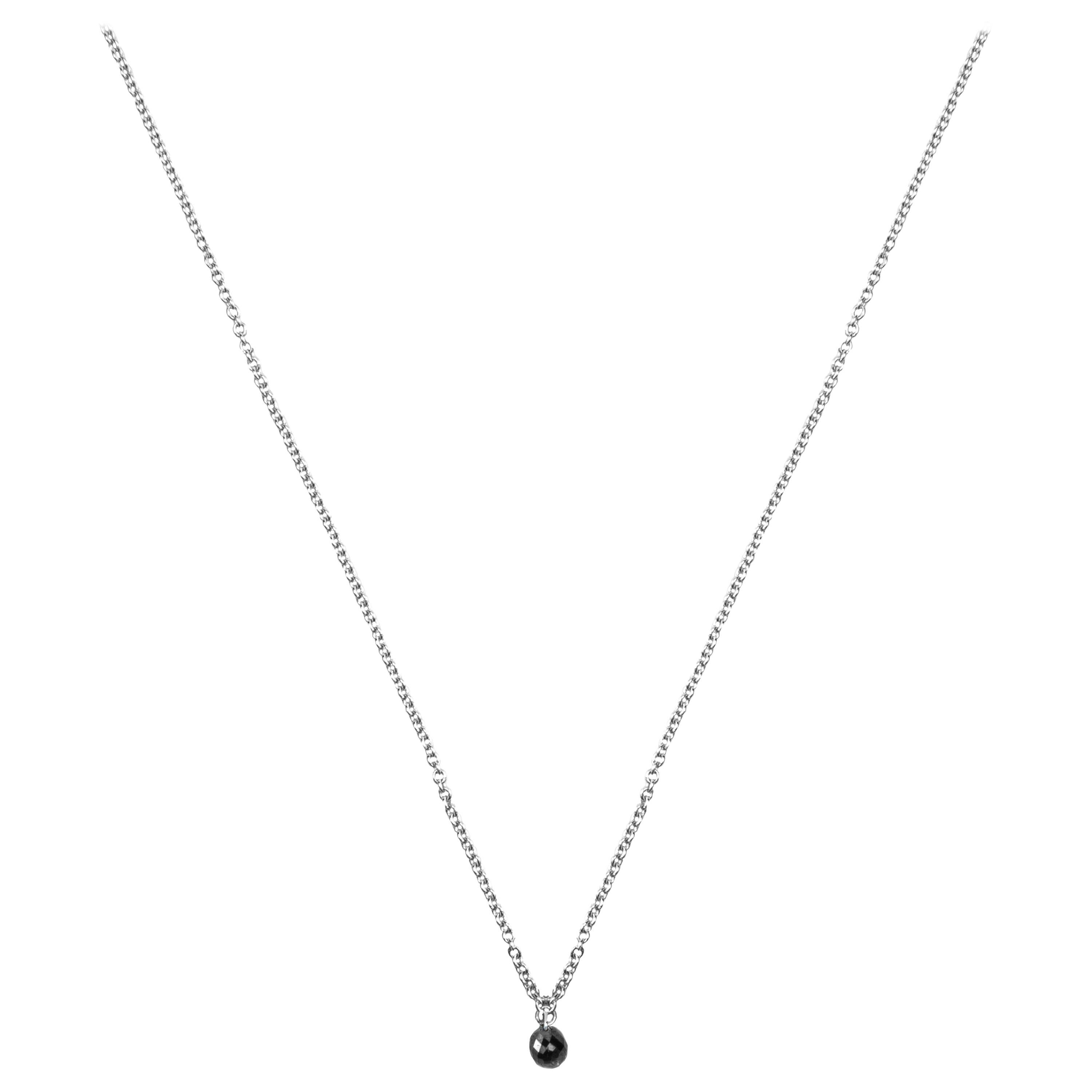 Alex Jona Briolettes Black Diamond Drop 18 Karat White Gold Necklace