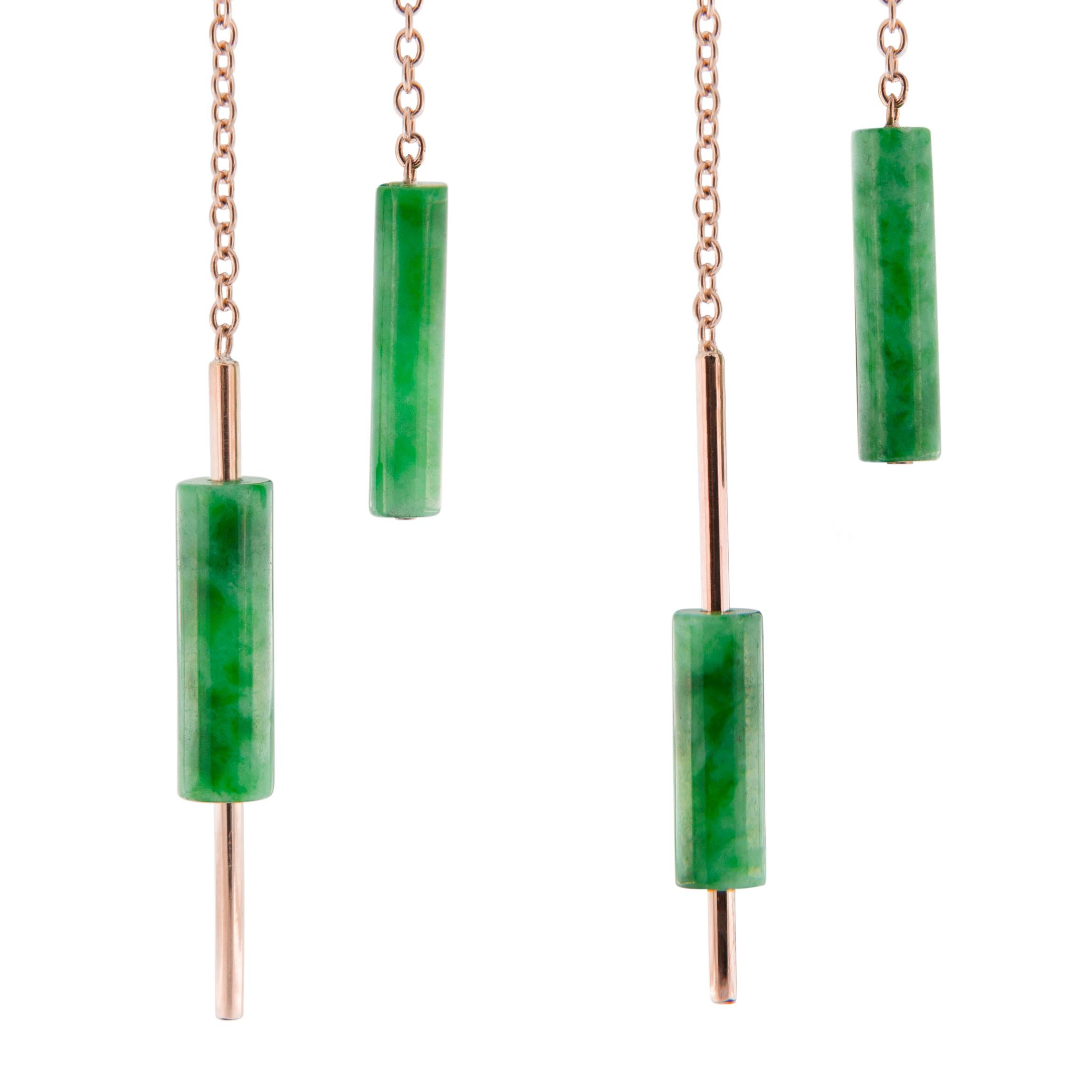 Jona Burmese Jadeite Jade 18 Karat Rose Gold Ohrringe für Damen oder Herren