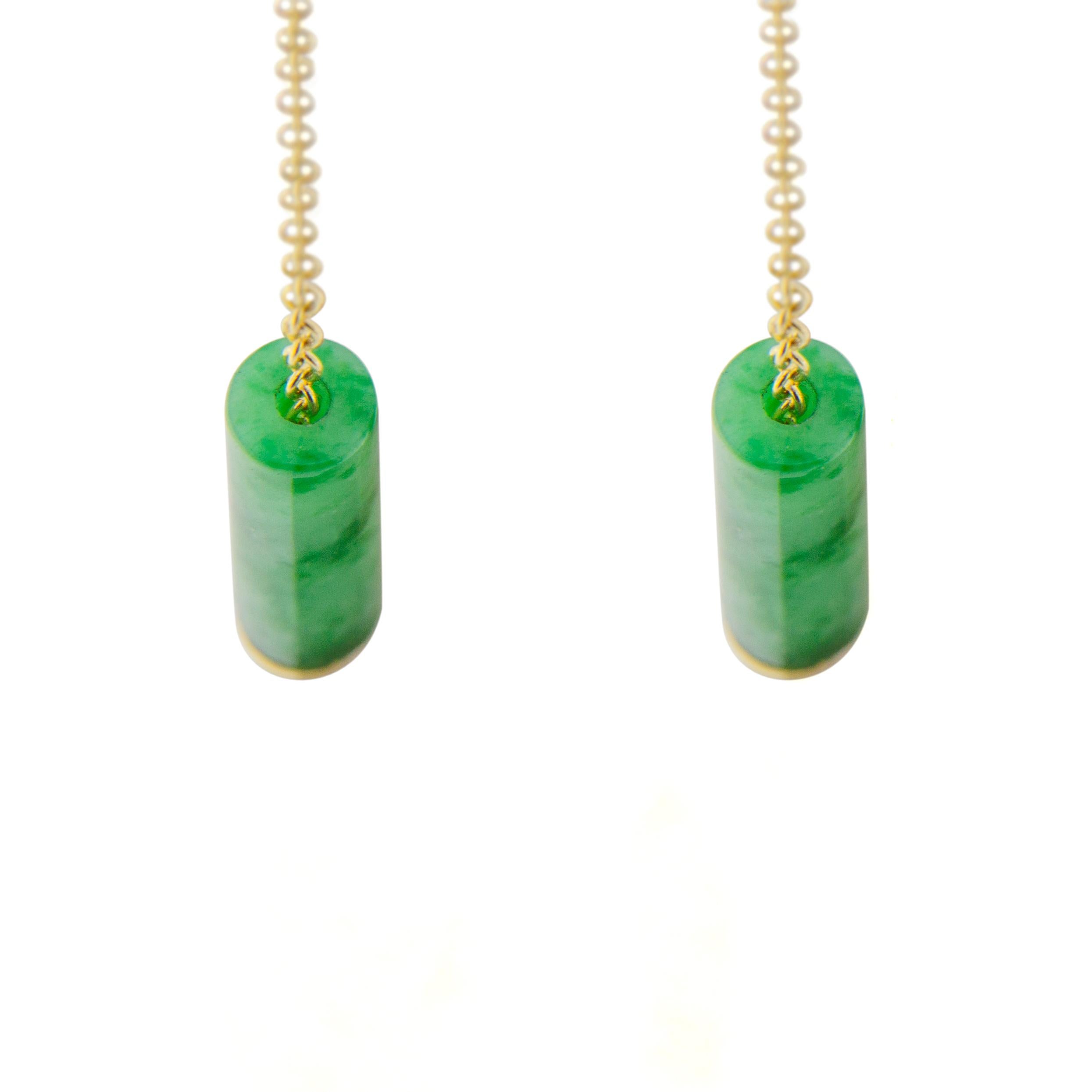 Jona Burmese Jadeite Jade 18 Karat Yellow Gold Pendant Earrings 2