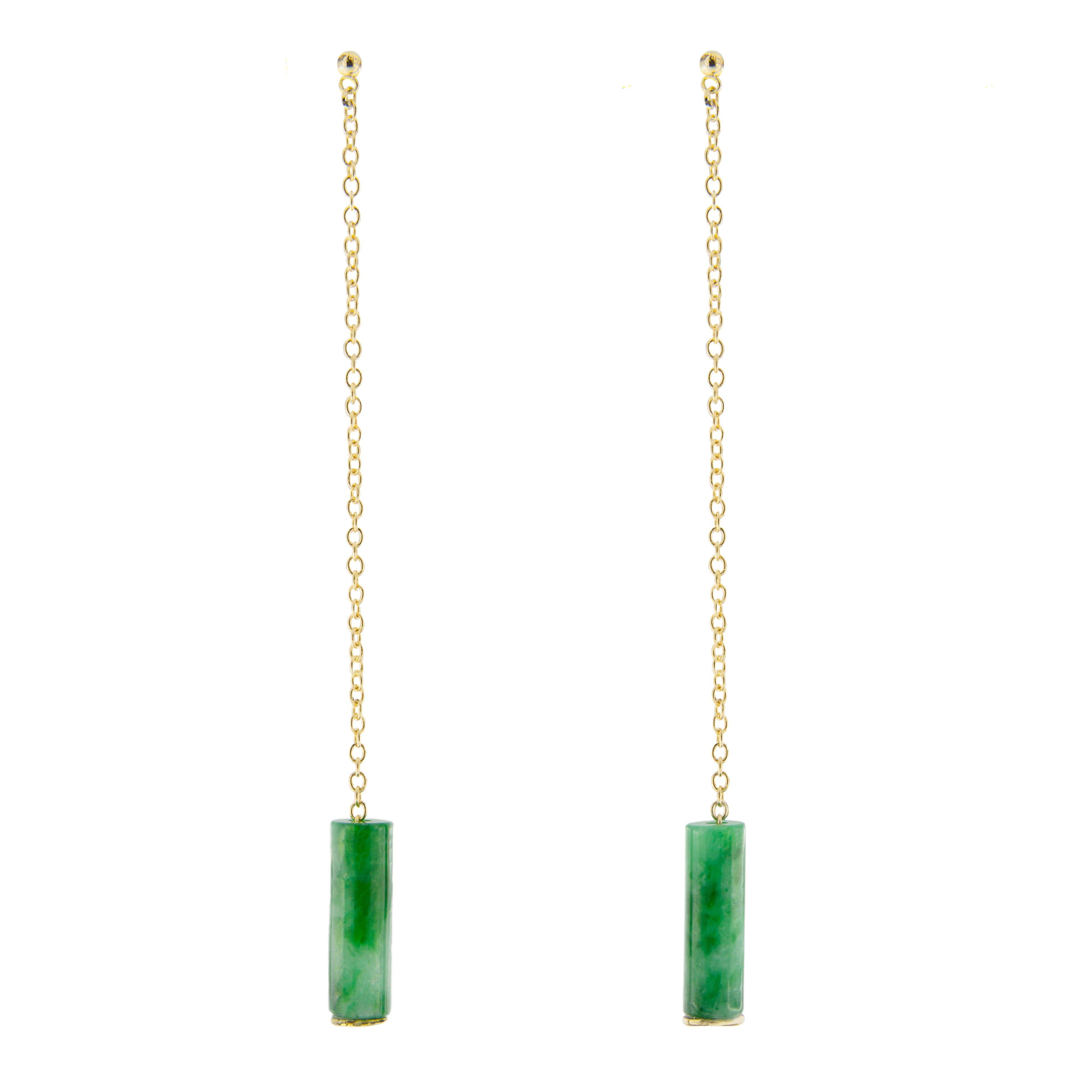 Jona Burmese Jadeite Jade 18 Karat Yellow Gold Pendant Earrings