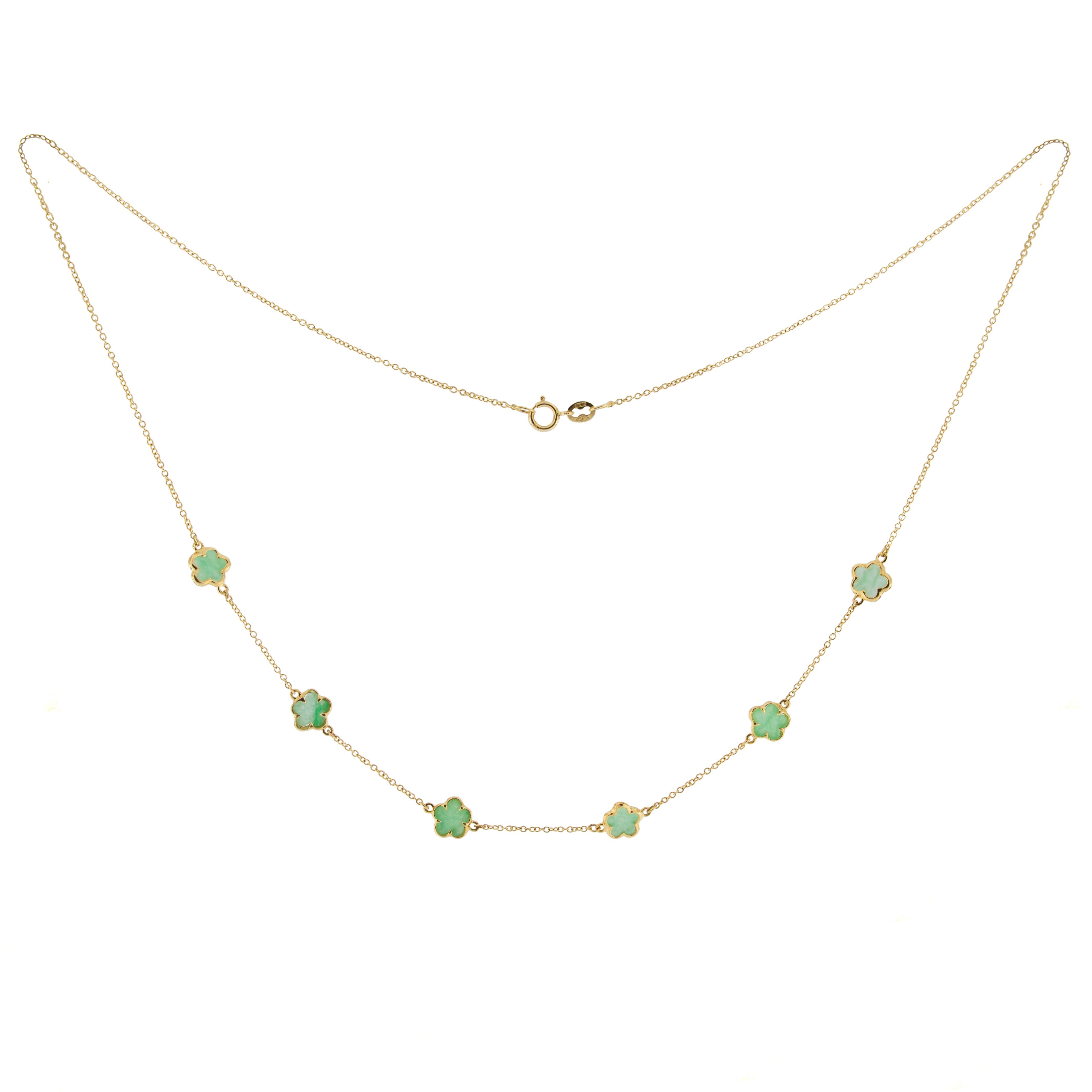 Uncut Jona Burmese Jadeite Jade 18 Karat Yellow Gold Chain Necklace