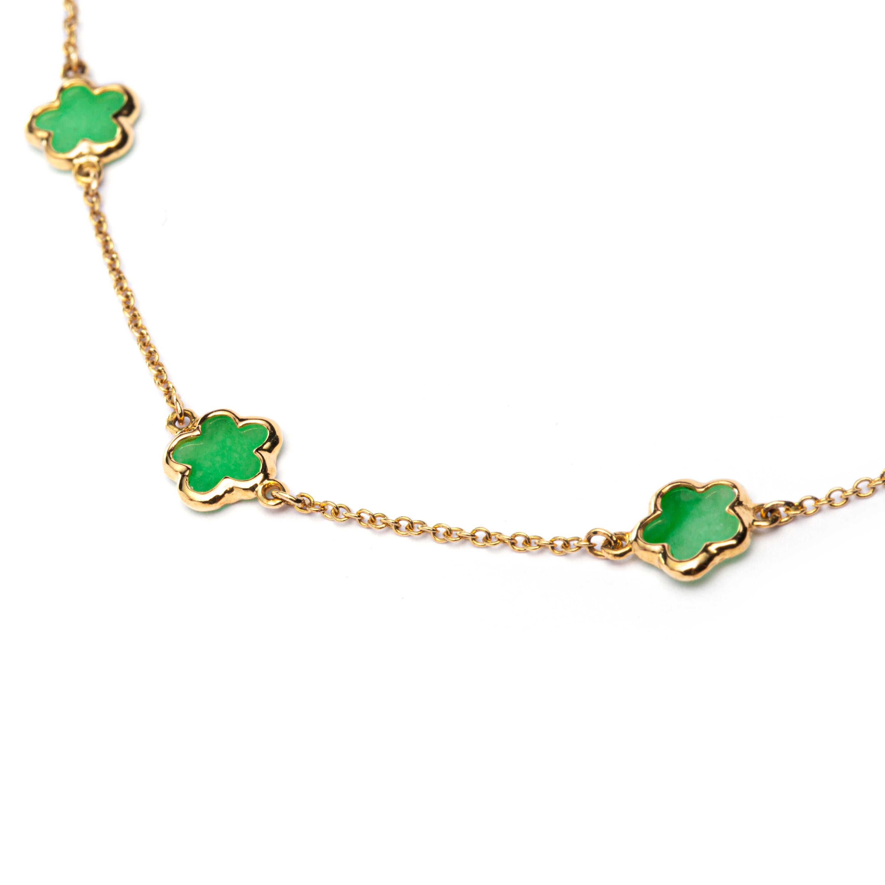 Jona Burmese Jadeite Jade 18 Karat Yellow Gold Chain Necklace 1