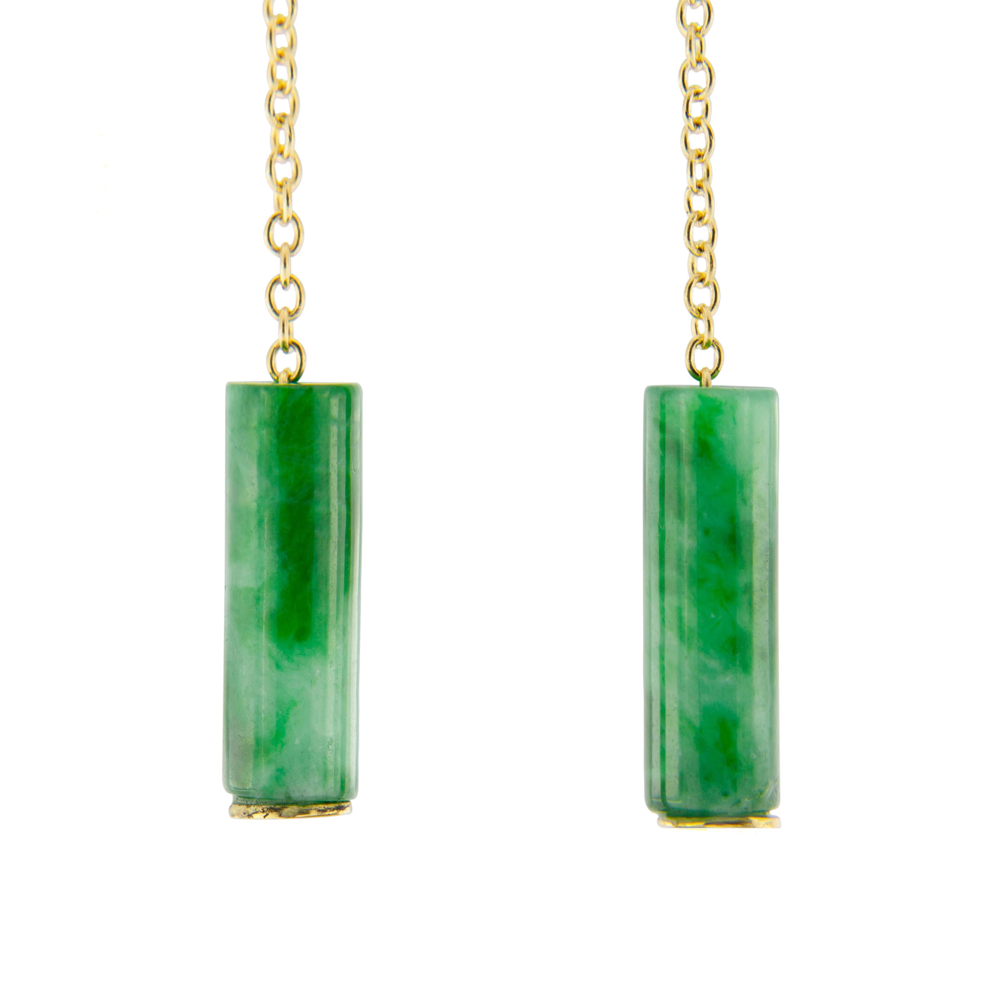 Cabochon Alex Jona Burmese Jadeite Jade 18 Karat Yellow Gold Pendant Earrings For Sale