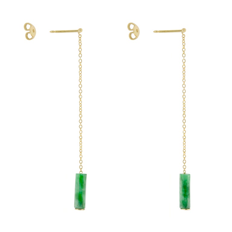 Women's or Men's Alex Jona Burmese Jadeite Jade 18 Karat Yellow Gold Pendant Earrings For Sale