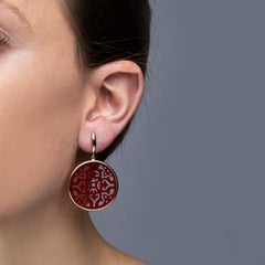 Pendientes de Gota de Cornalina Tallada Jona de Oro Amarillo de 18 Kilates