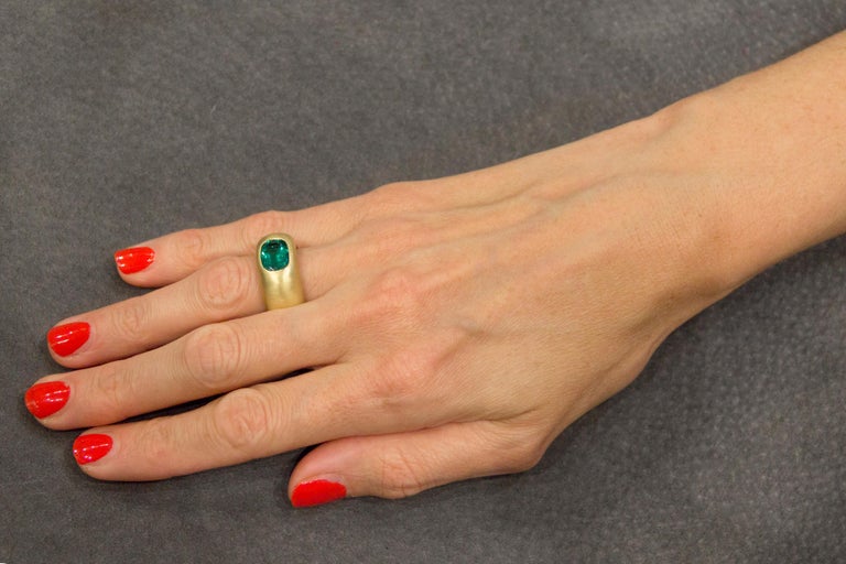 Jona Certified Zambian Emerald 18 Karat Yellow Gold Band Ring For Sale At 1stdibs