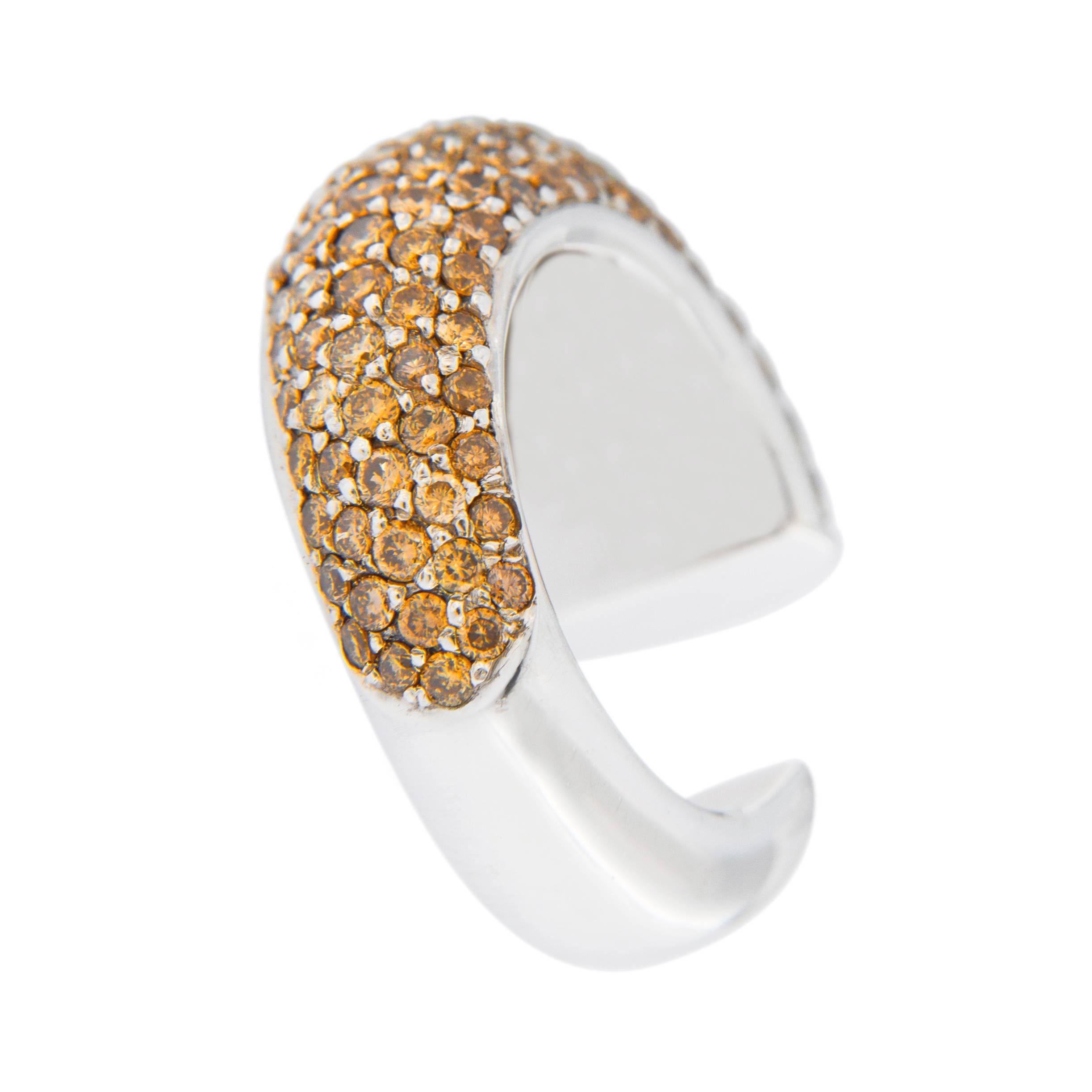 Women's Jona Champagne Diamond 18 Karat White Gold Pinky Ring