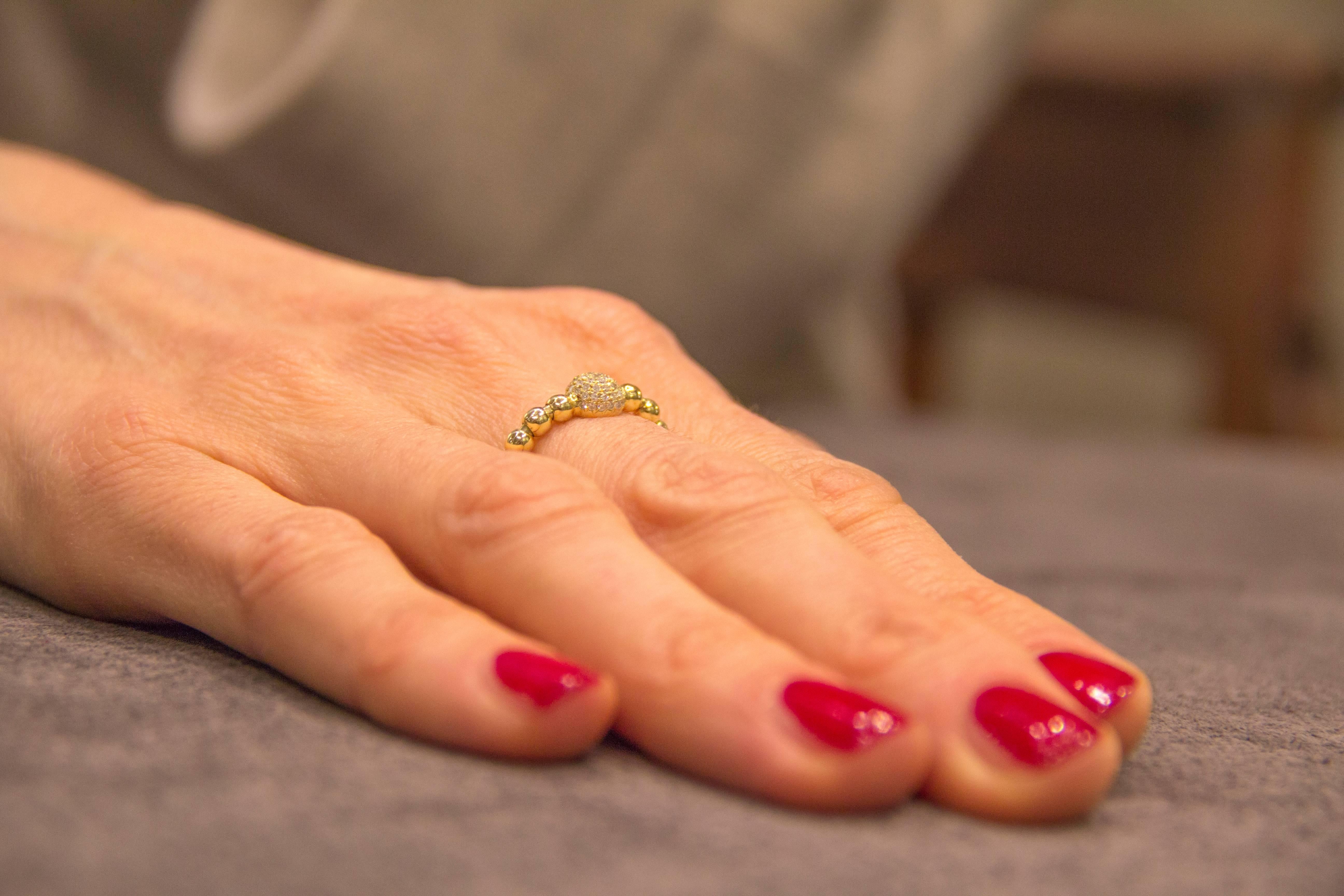 Jona Diamond 18 Karat Yellow Gold Flexible Ring In New Condition In Torino, IT