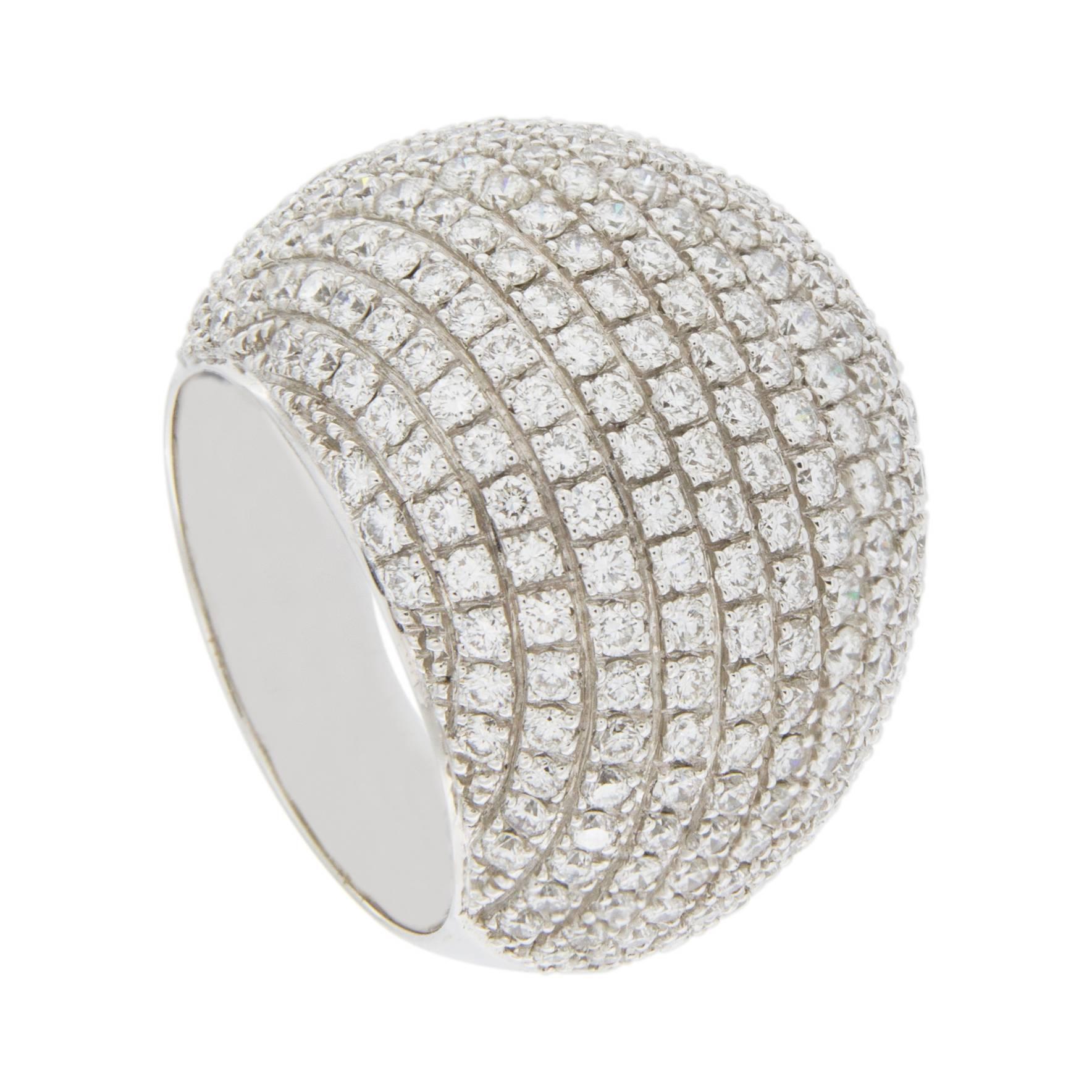 Jona White Diamond 18 Karat White Gold Dome Ring