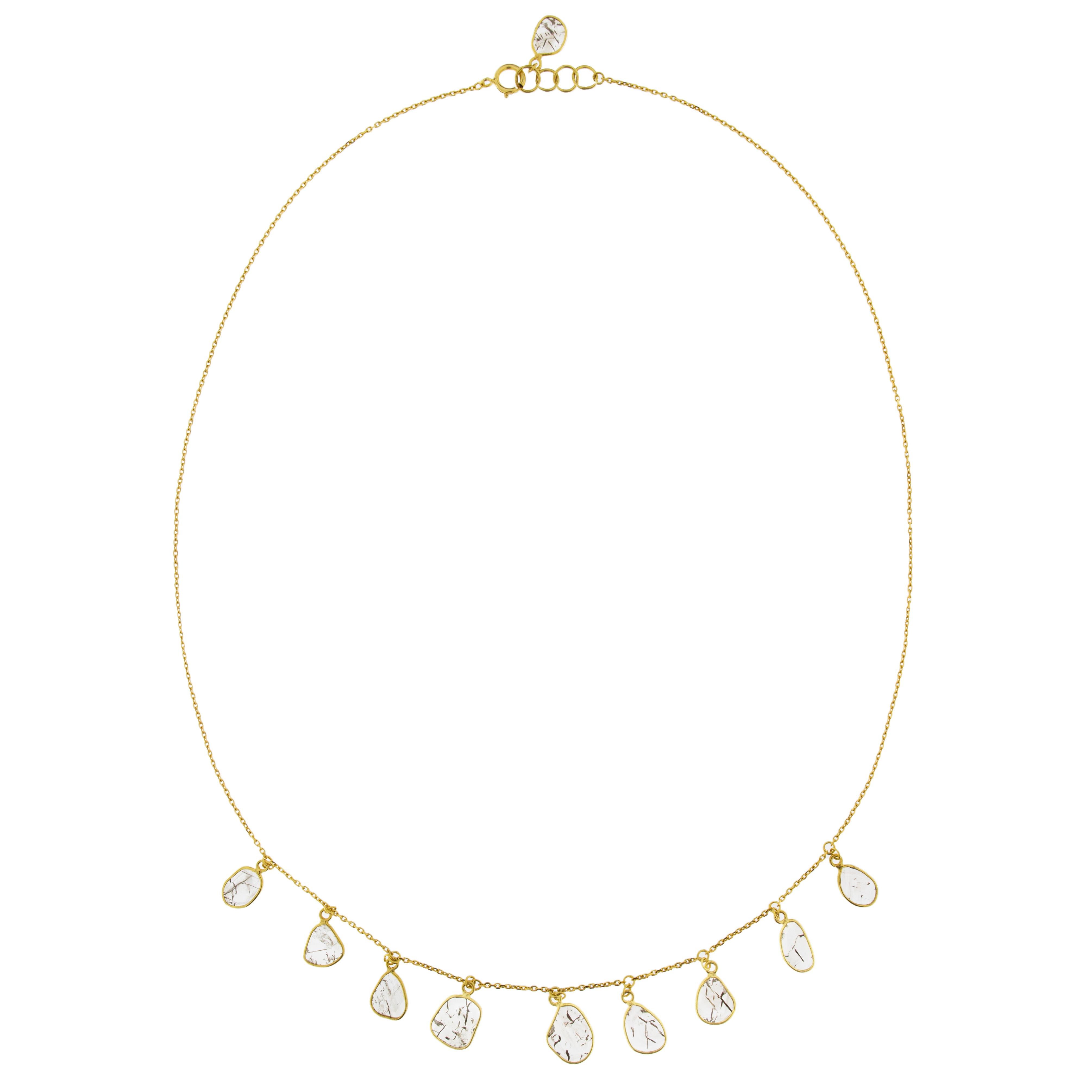 Jona Diamond Slice 18 Karat Yellow Gold Necklace In New Condition In Torino, IT