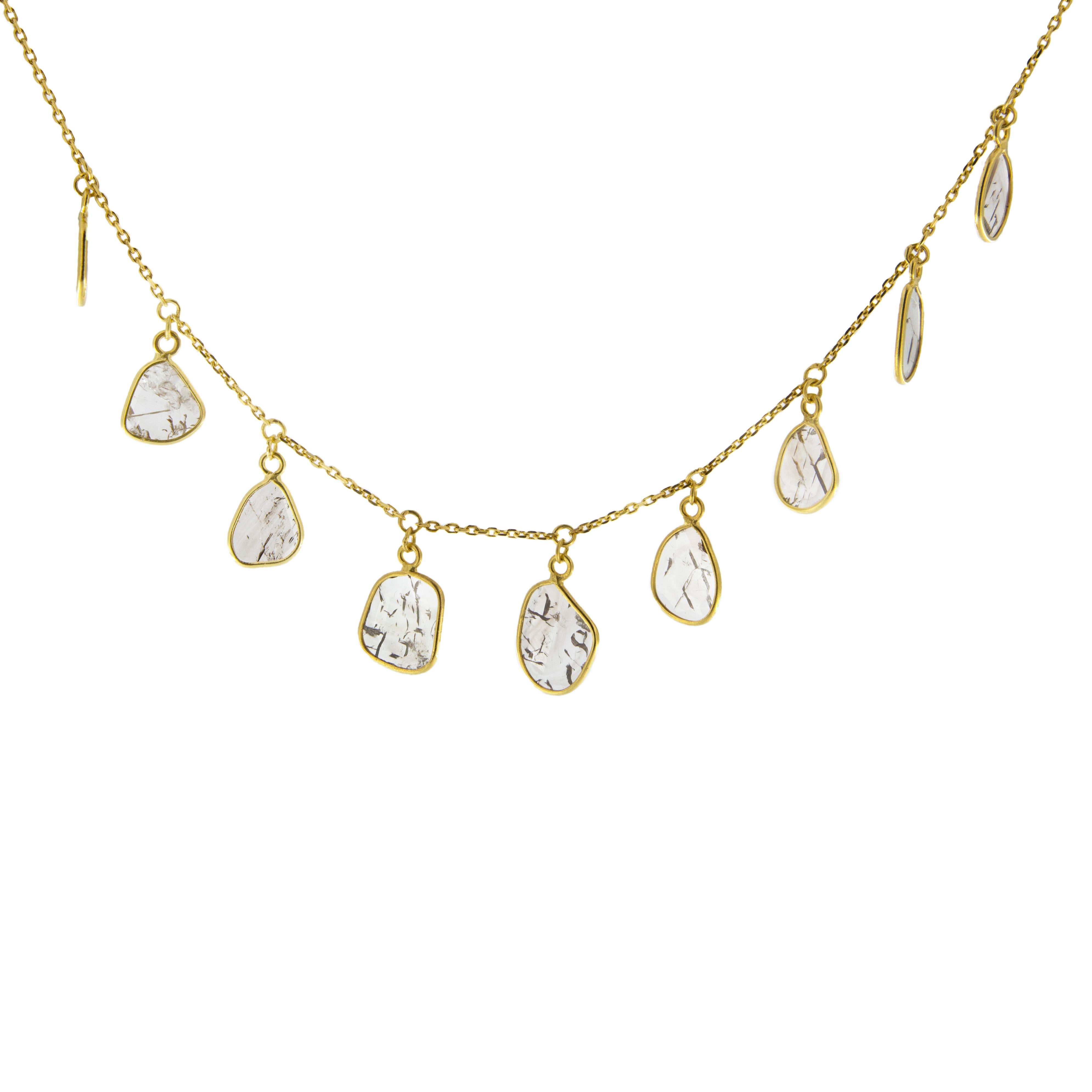 Women's or Men's Jona Diamond Slice 18 Karat Yellow Gold Necklace