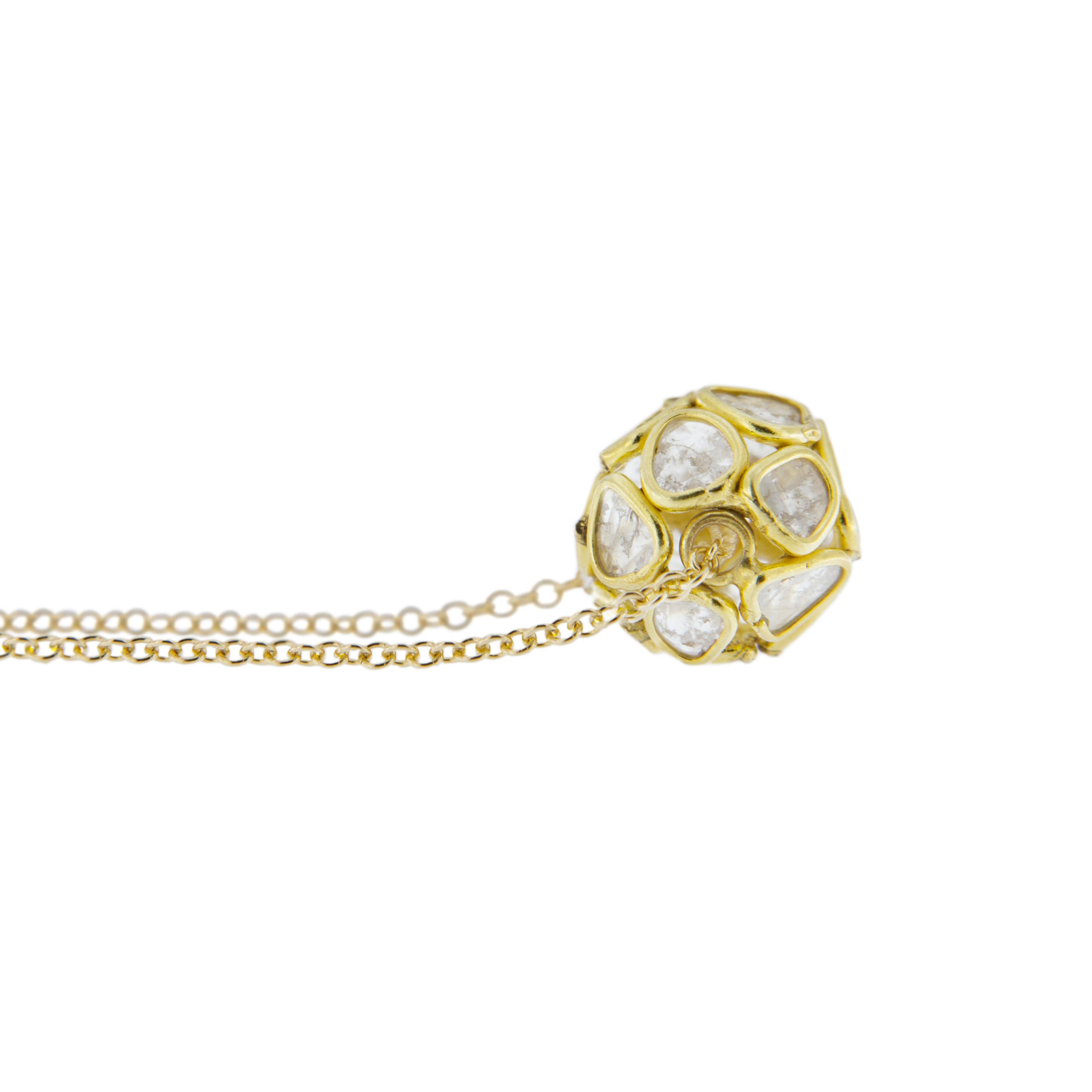 Alex Jona Diamond Slice Bead 18 Karat Yellow Gold Necklace For Sale 1