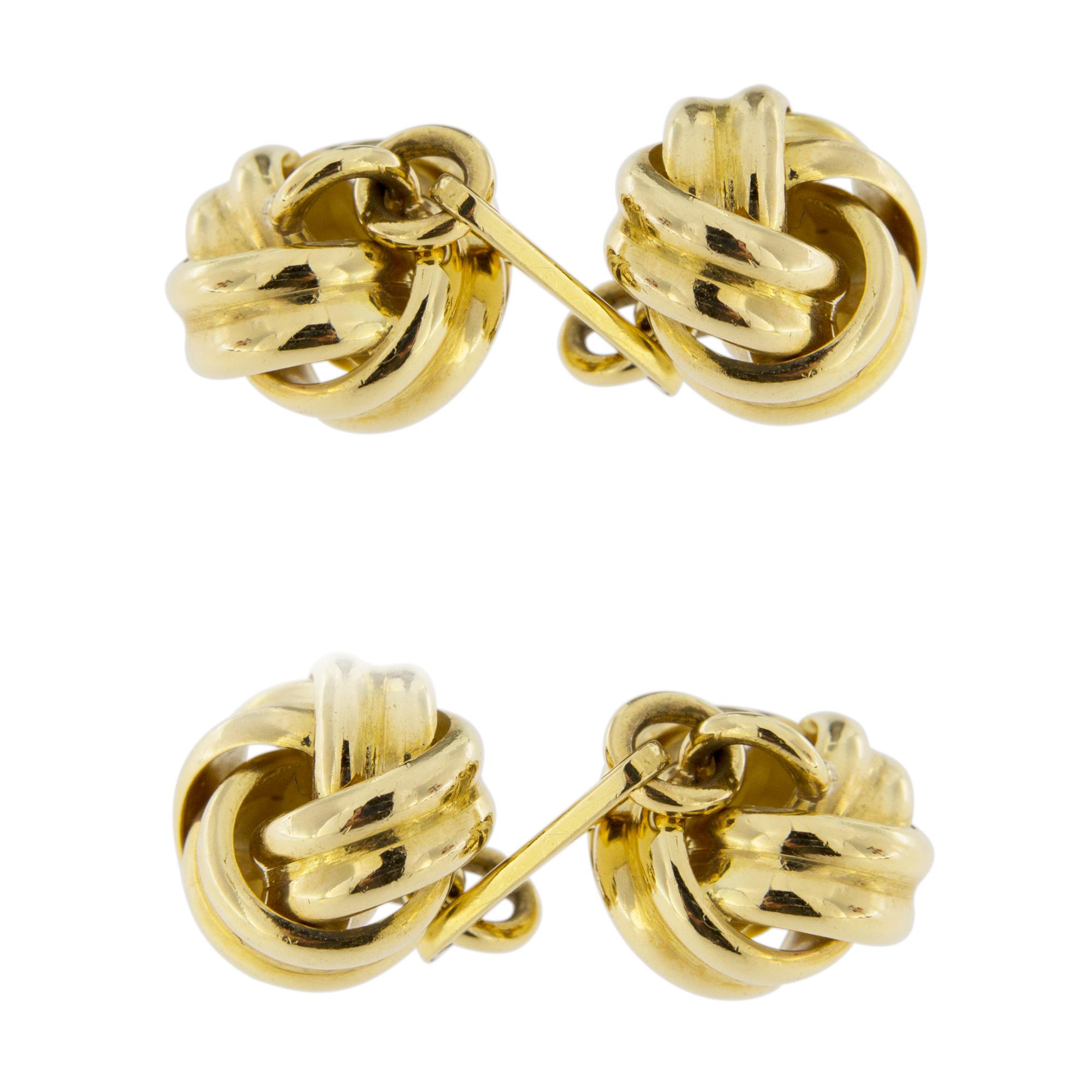 Jona Double Knot 18 Karat Yellow Gold Cufflinks In New Condition In Torino, IT