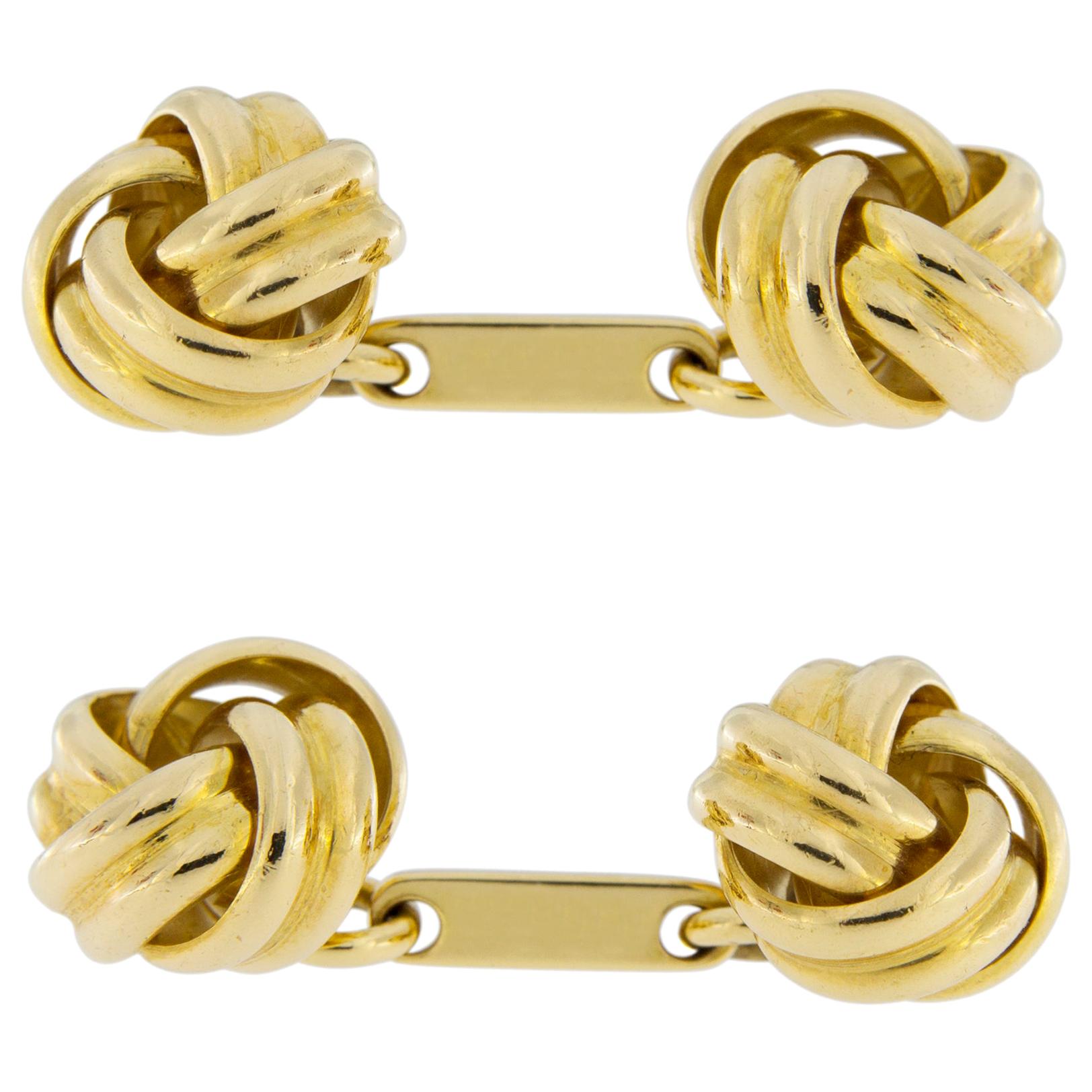 Jona Double Knot 18 Karat Yellow Gold Cufflinks