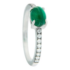 Jona Emerald White Diamond 18 Karat White Gold Solitaire Ring