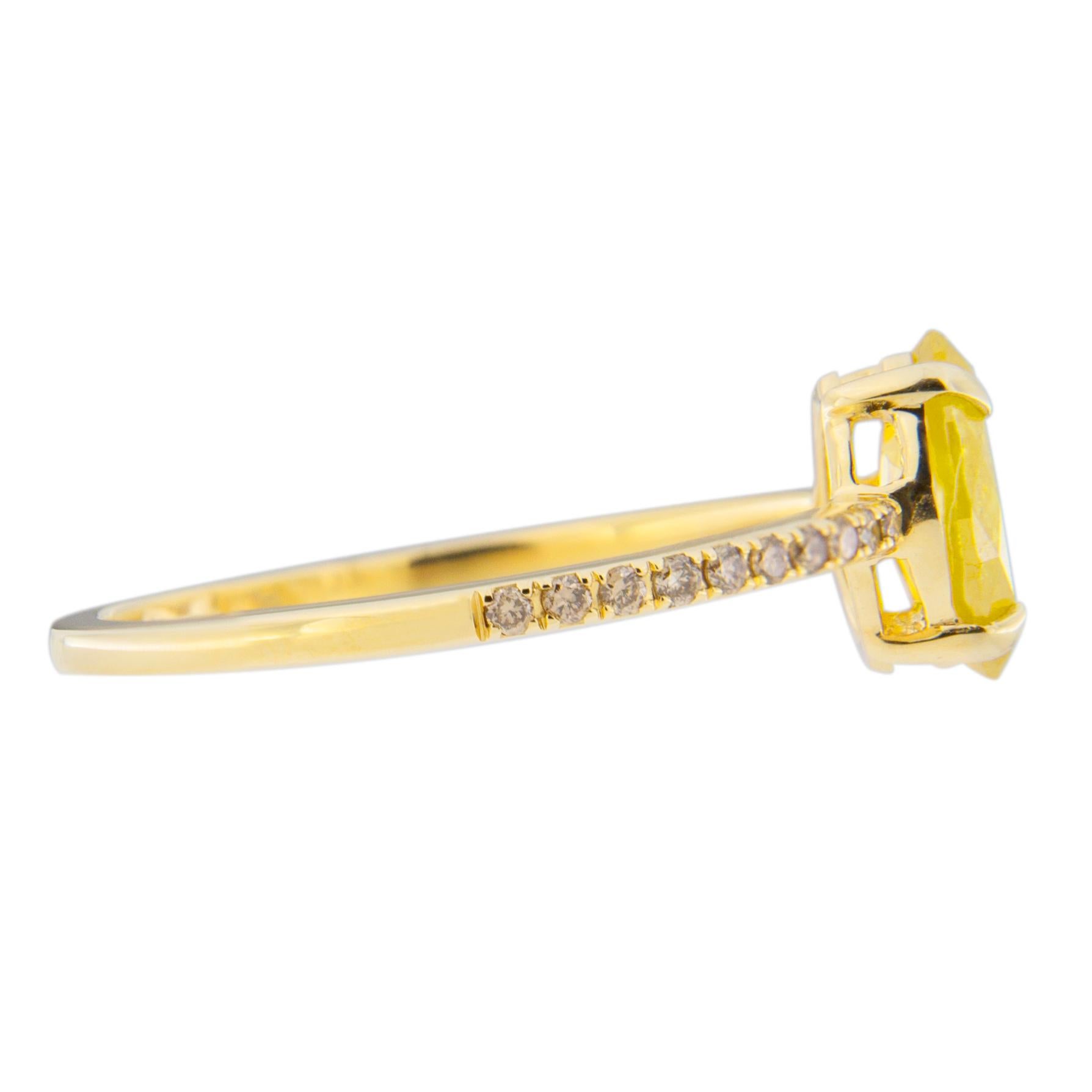 Marquise Cut Jona Fancy Yellow Diamond and Brown Diamond 18 Karat Yellow Gold Solitaire Ring