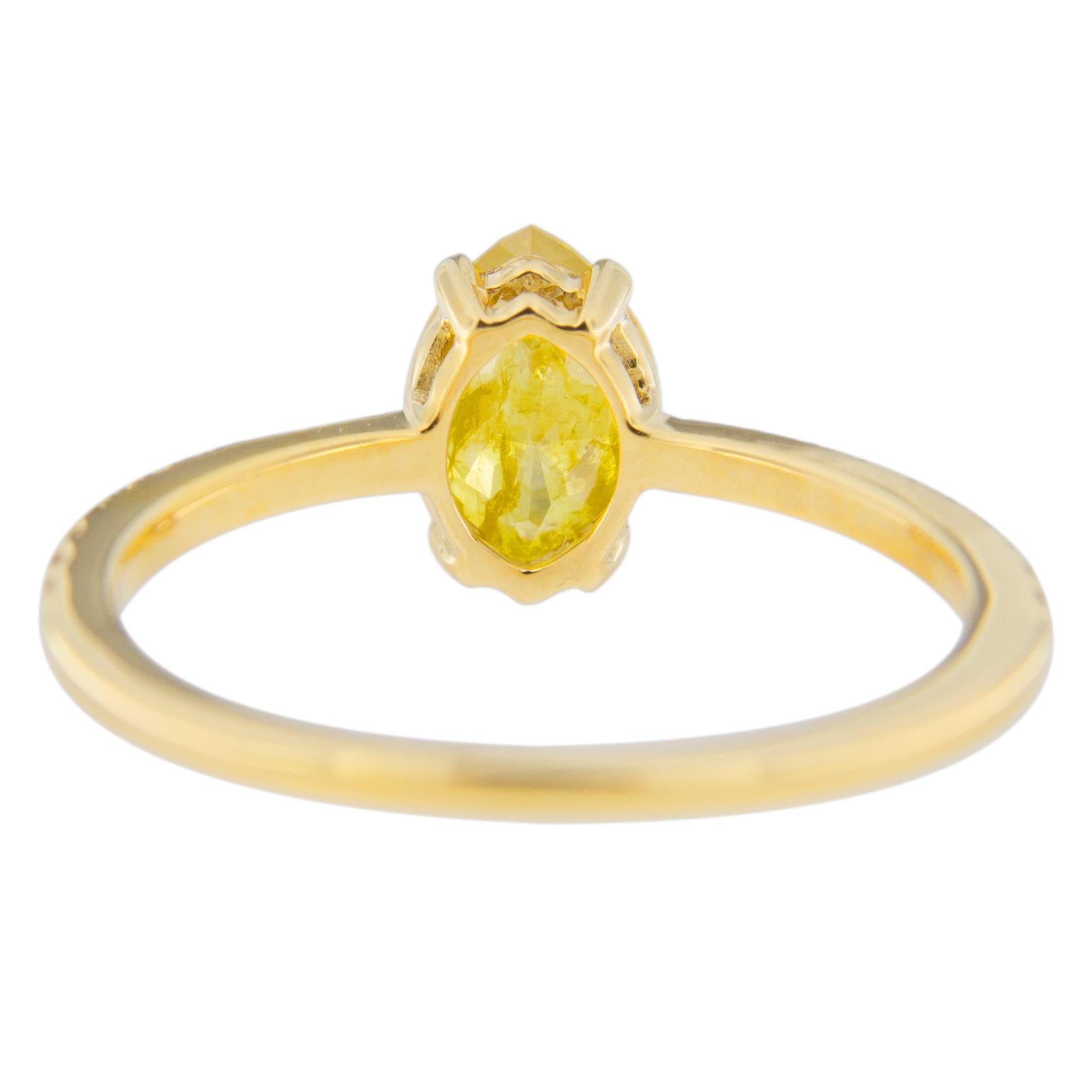 Women's or Men's Jona Fancy Yellow Diamond and Brown Diamond 18 Karat Yellow Gold Solitaire Ring