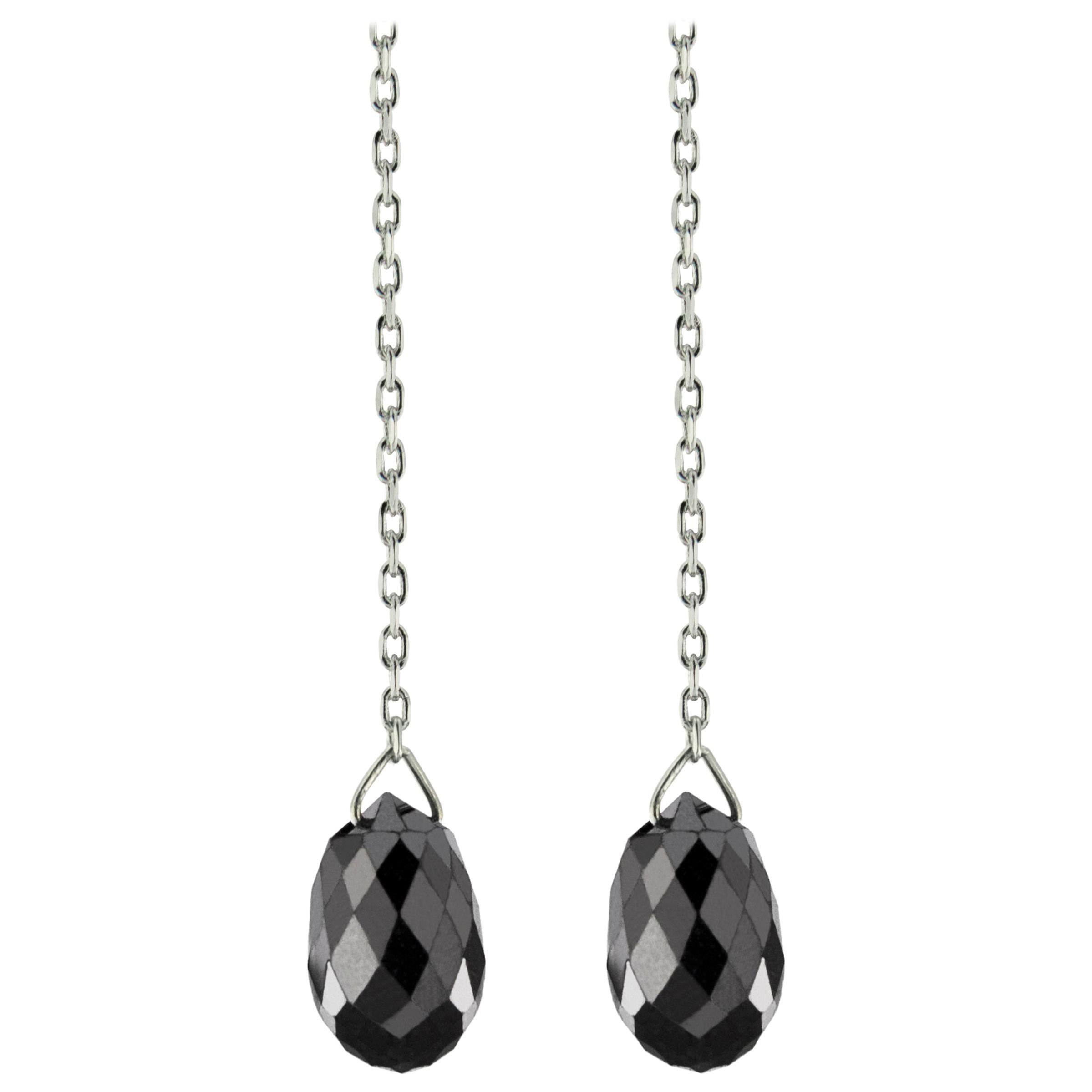 Schwebende schwarze Diamant-Ohrringe aus 18 Karat Weißgold von Jona (Rundschliff) im Angebot