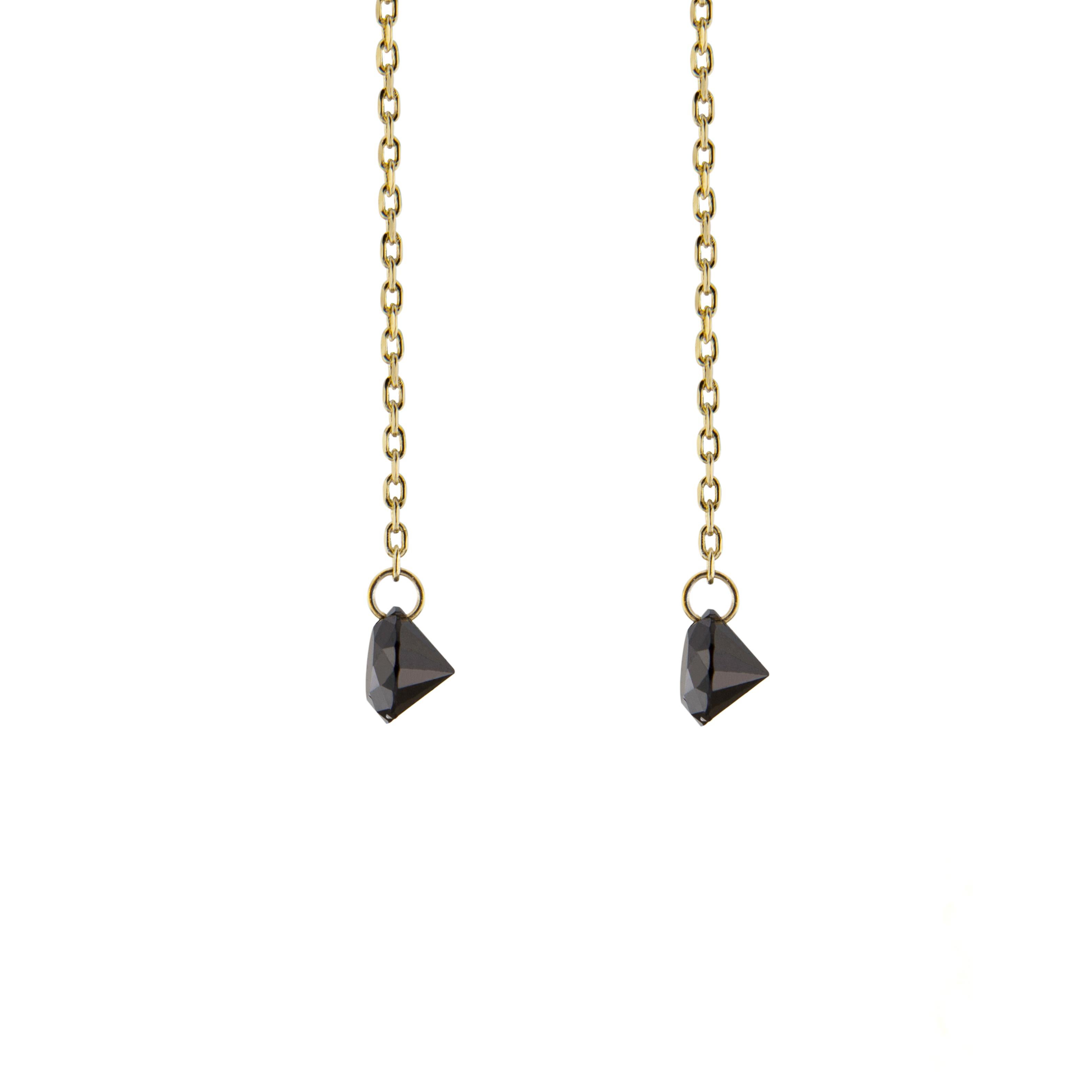 Alex Jona Schwebende schwarze Diamant-Ohrringe aus 18 Karat Gelbgold für Damen oder Herren im Angebot