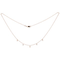 Halskette aus 18 Karat Roségold mit schwebendem braunem Briolette-Diamant von Alex Jona