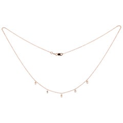 Alex Jona Floating Brown Briolette Diamond 18 Karat Rose Gold Necklace