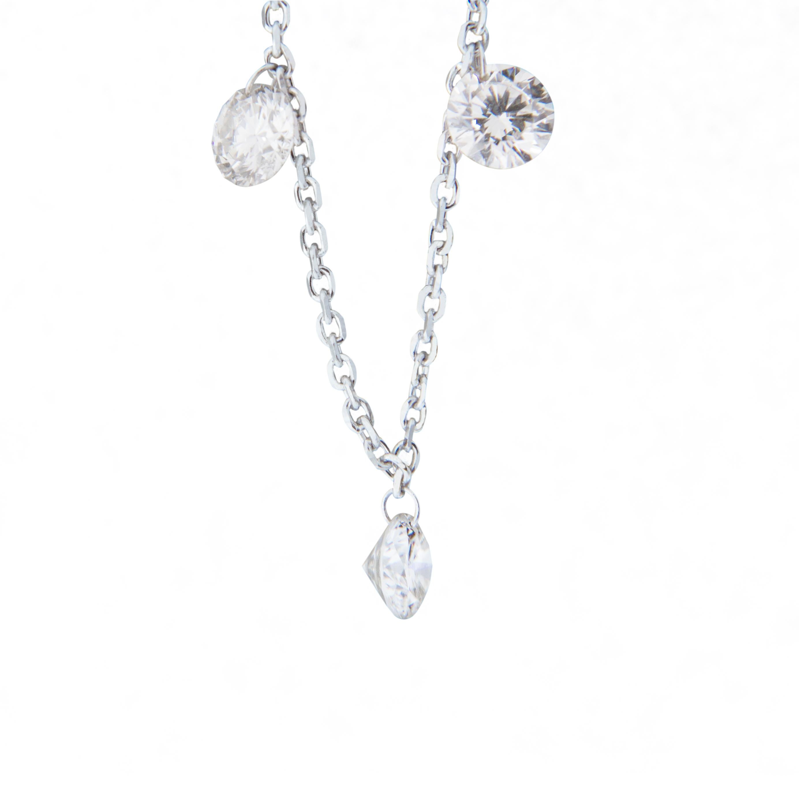Jona Floating White Diamond 18 Karat White Gold Necklace 2