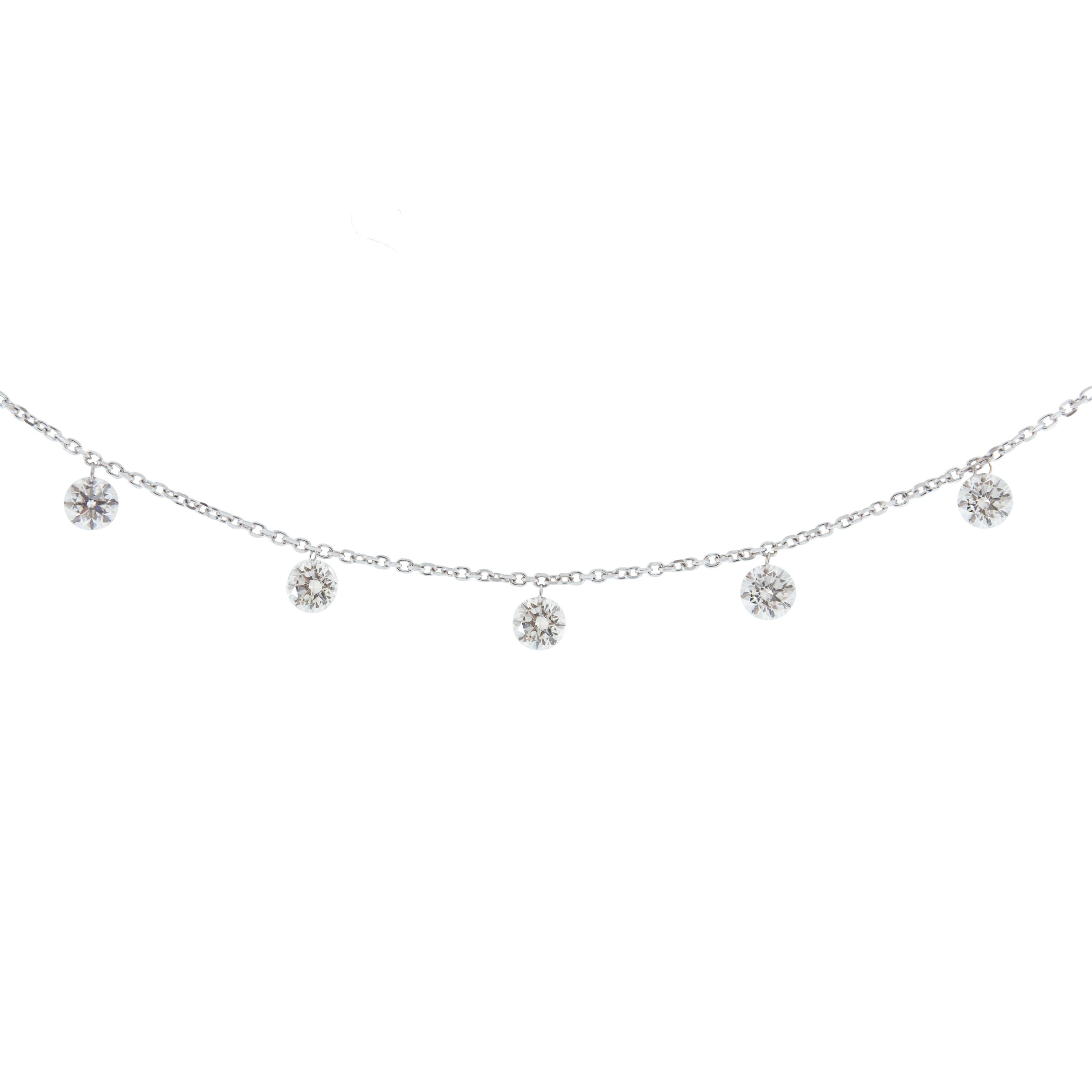 Jona Floating White Diamond 18 Karat White Gold Necklace