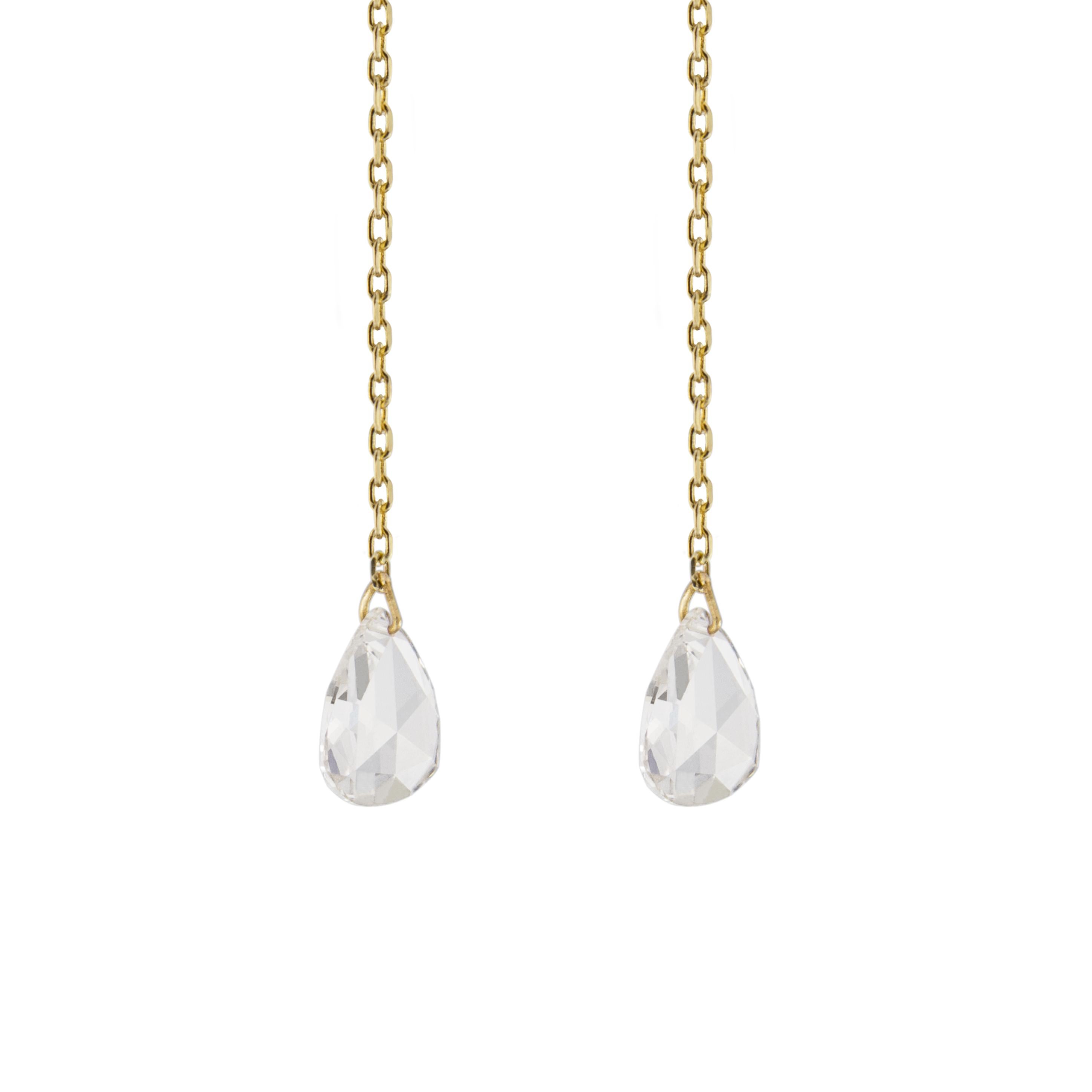 Jona Floating White Diamond 18 Karat Yellow Gold Earrings 1