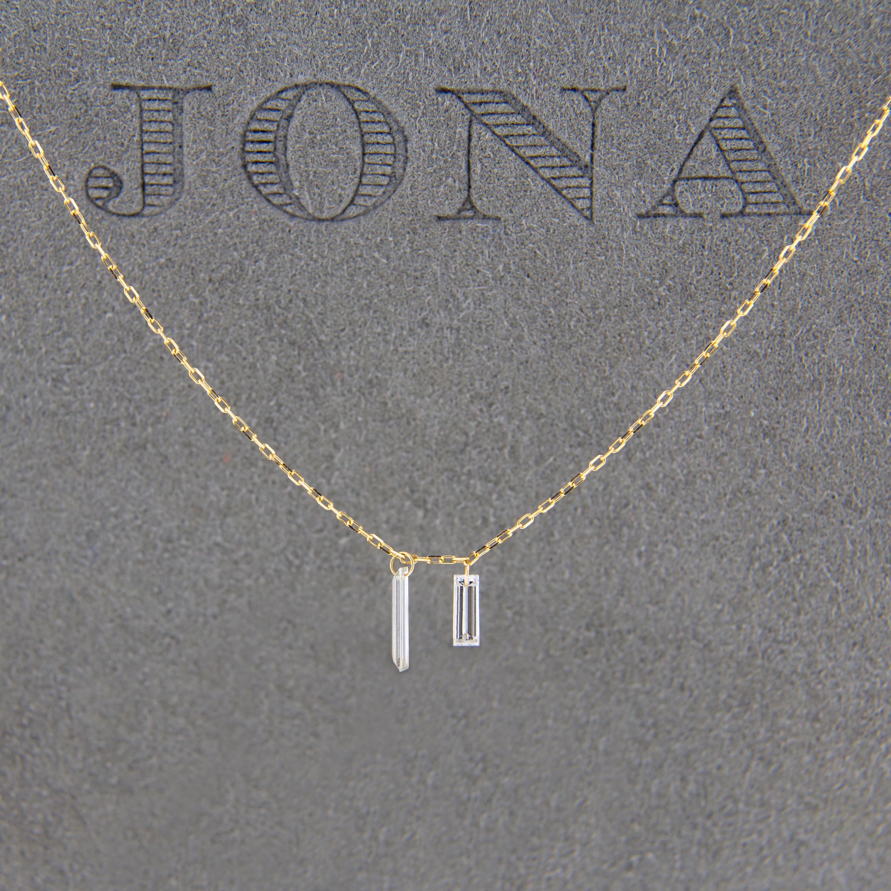 Women's or Men's Jona Floating White Diamond 18 Karat Yellow Gold Necklace