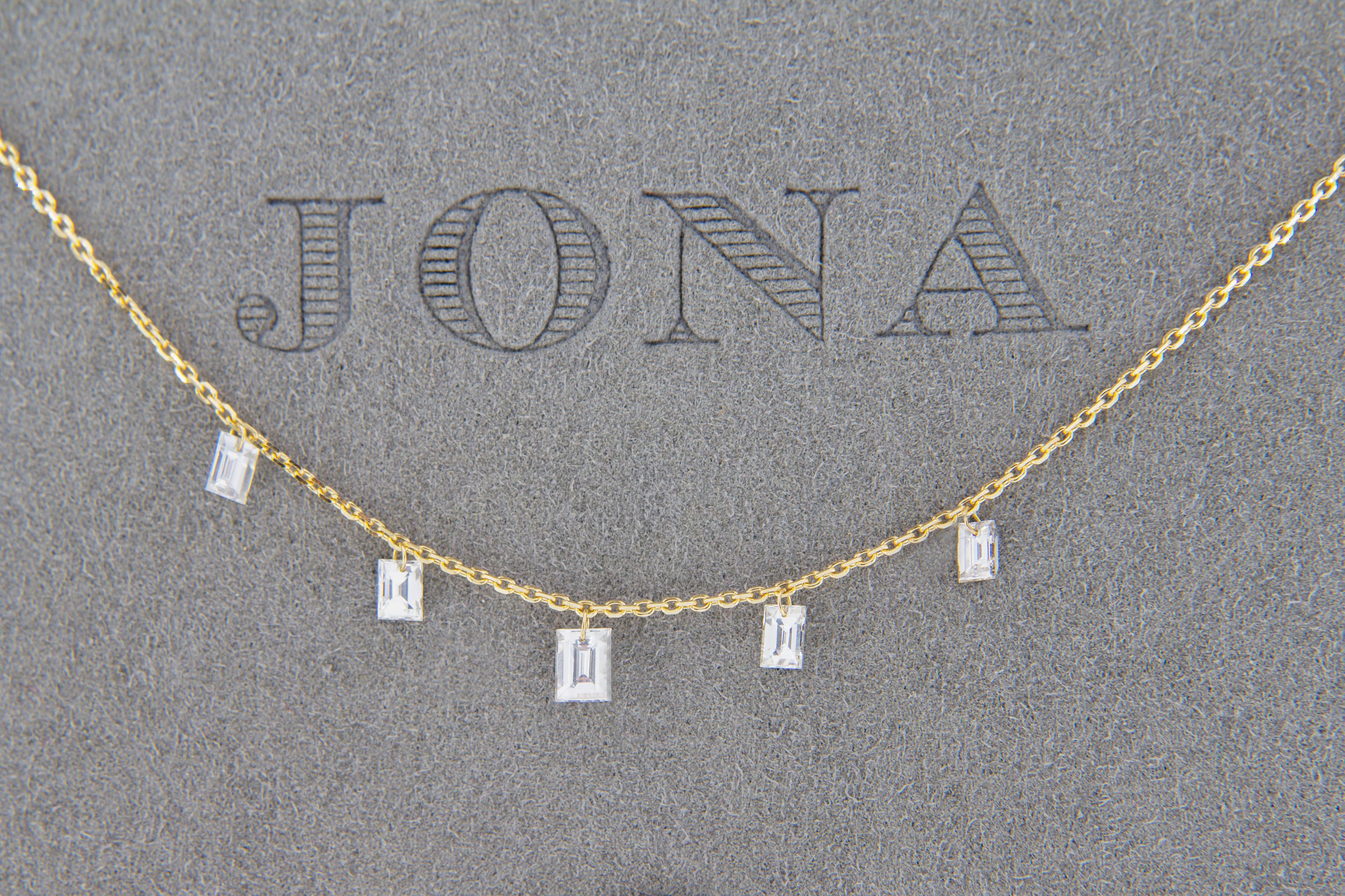Women's or Men's Alex Jona Floating White Diamond 18 Karat Yellow Gold Necklace