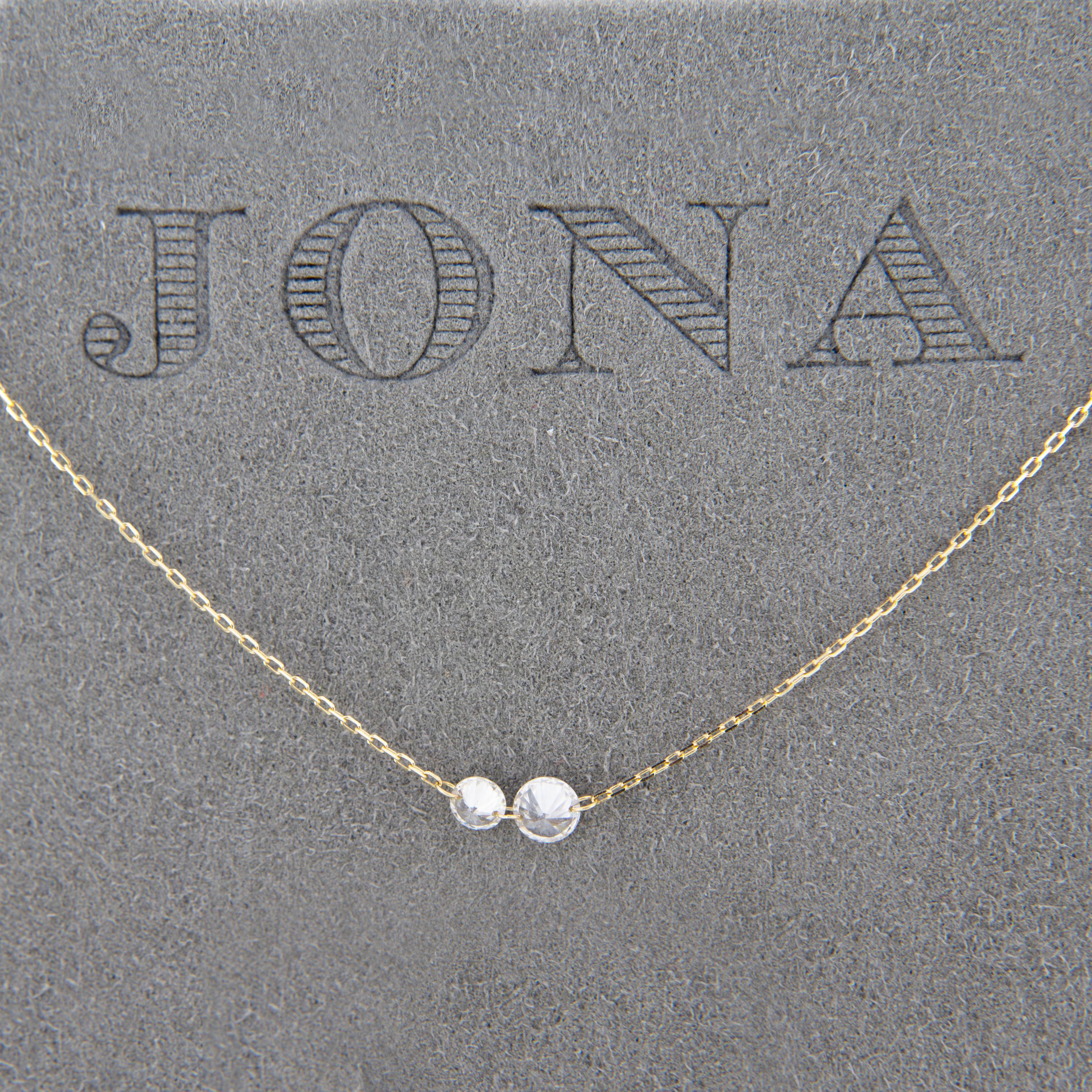 Jona Floating White Diamond 18 Karat Yellow Gold Necklace 1