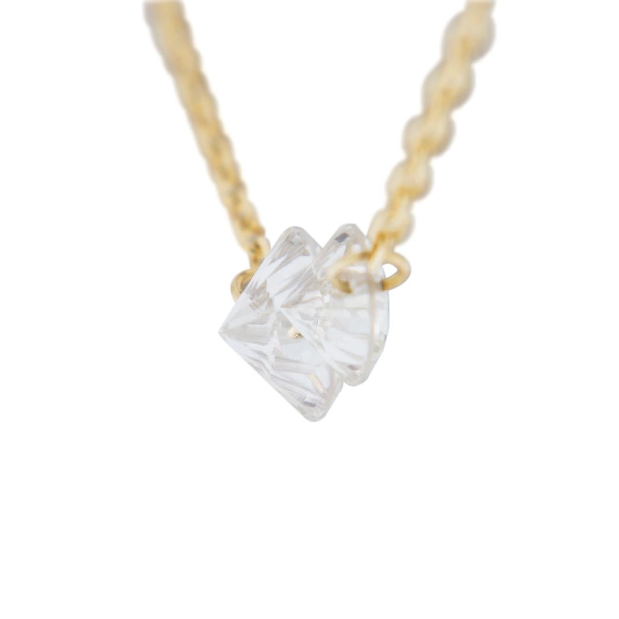 Jona Floating White Diamond 18 Karat Yellow Gold Necklace 2