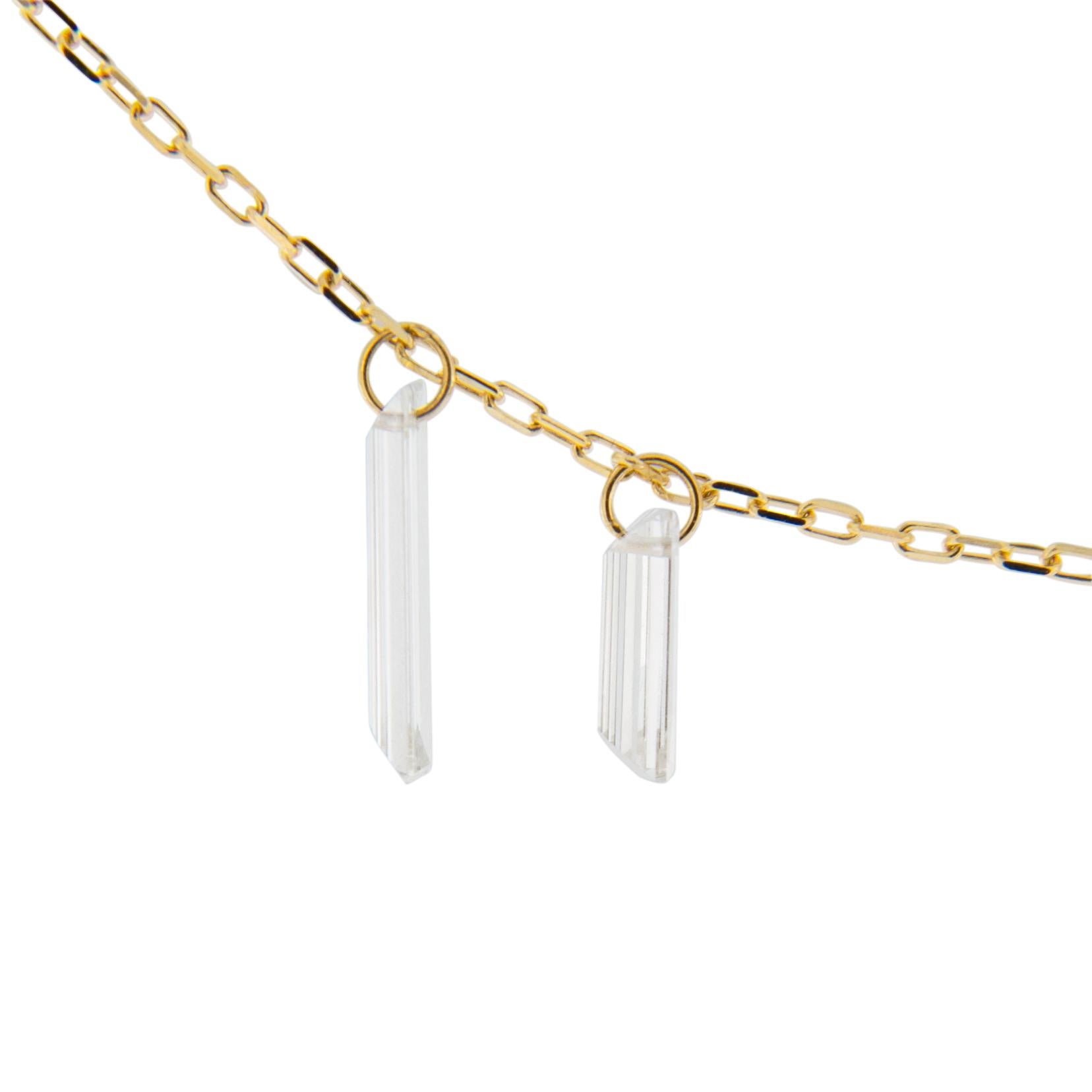 Jona Floating White Diamond 18 Karat Yellow Gold Necklace 3