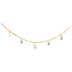 Alex Jona Schwebende weiße Diamant-Halskette aus 18 Karat Gelbgold