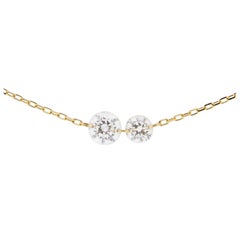 Jona Floating White Diamond 18 Karat Yellow Gold Necklace
