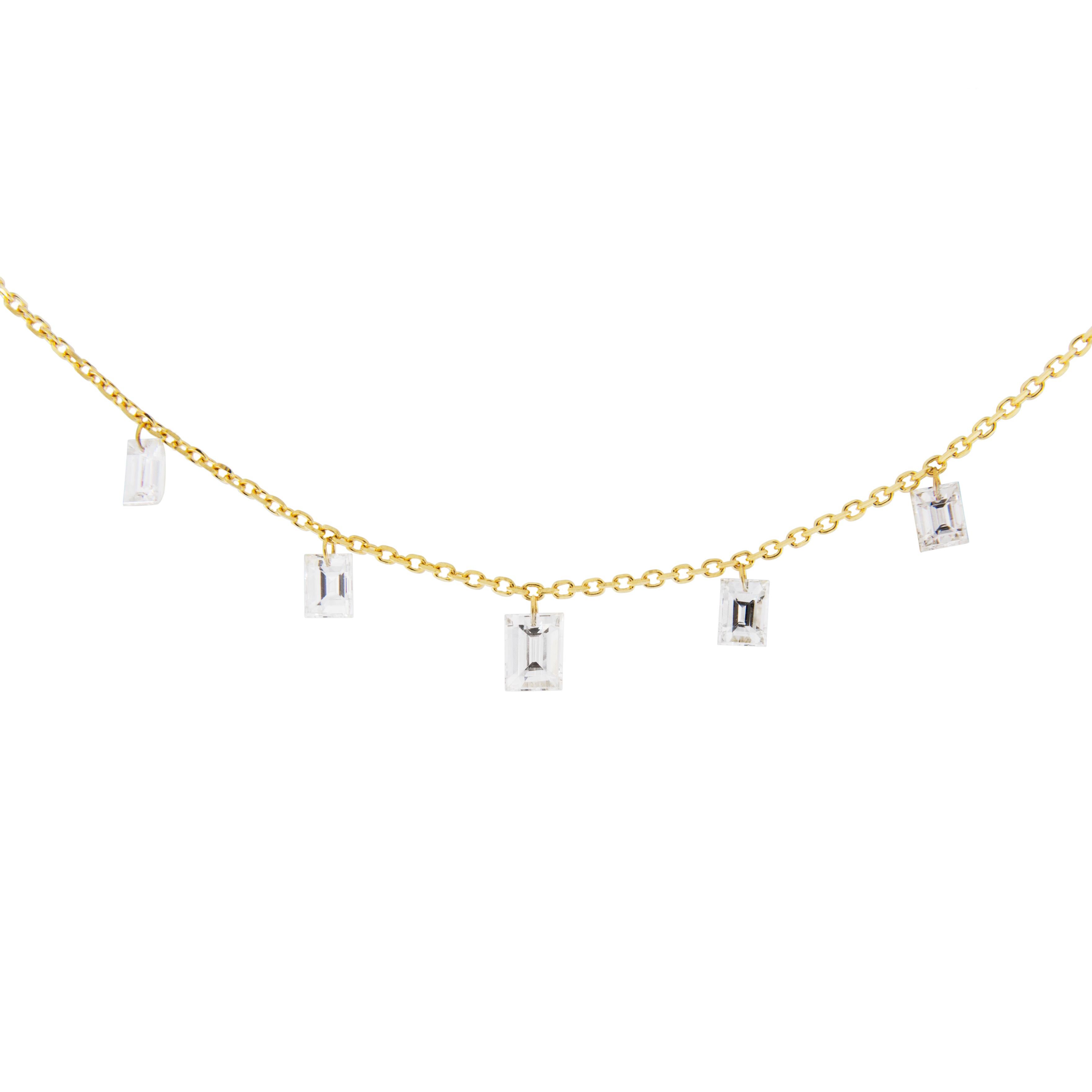 Jona Floating White Diamond 18 Karat Yellow Gold Necklace