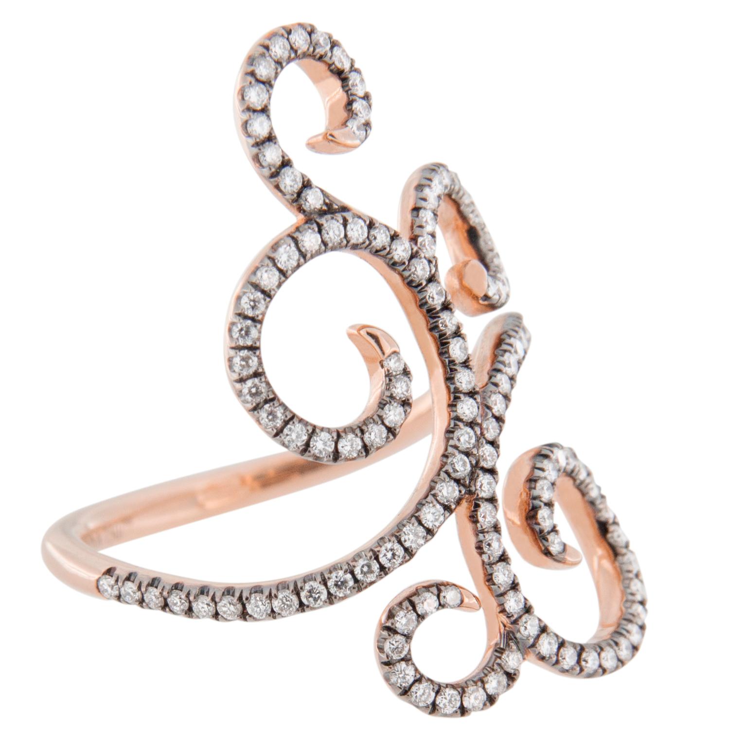 Women's Jona Ghirigori White Diamond 18 Karat Pink Gold Ring
