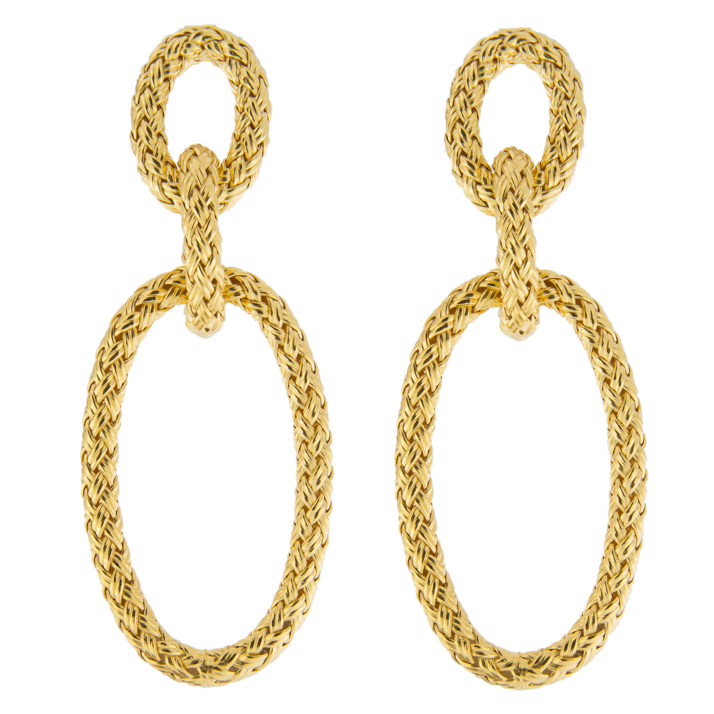 Jona Gold-Plated Sterling Silver Basket Weave Pendant Earrings