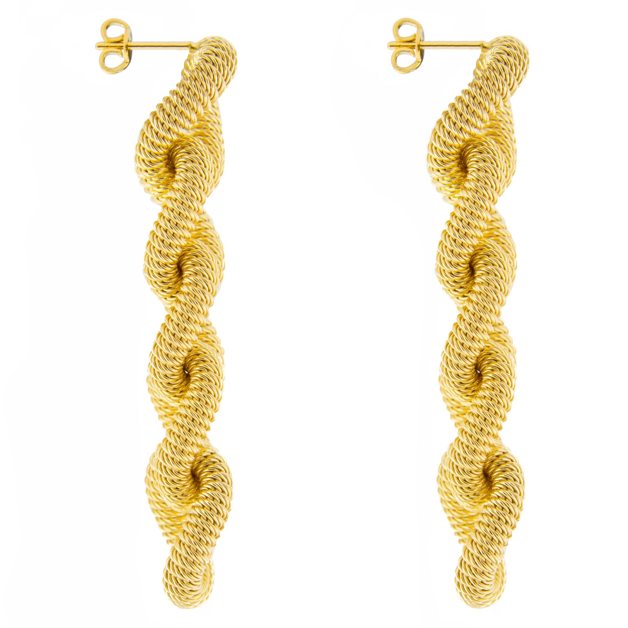 Jona Gold-Plated Sterling Silver Curb Link Pendant Earrings In New Condition In Torino, IT