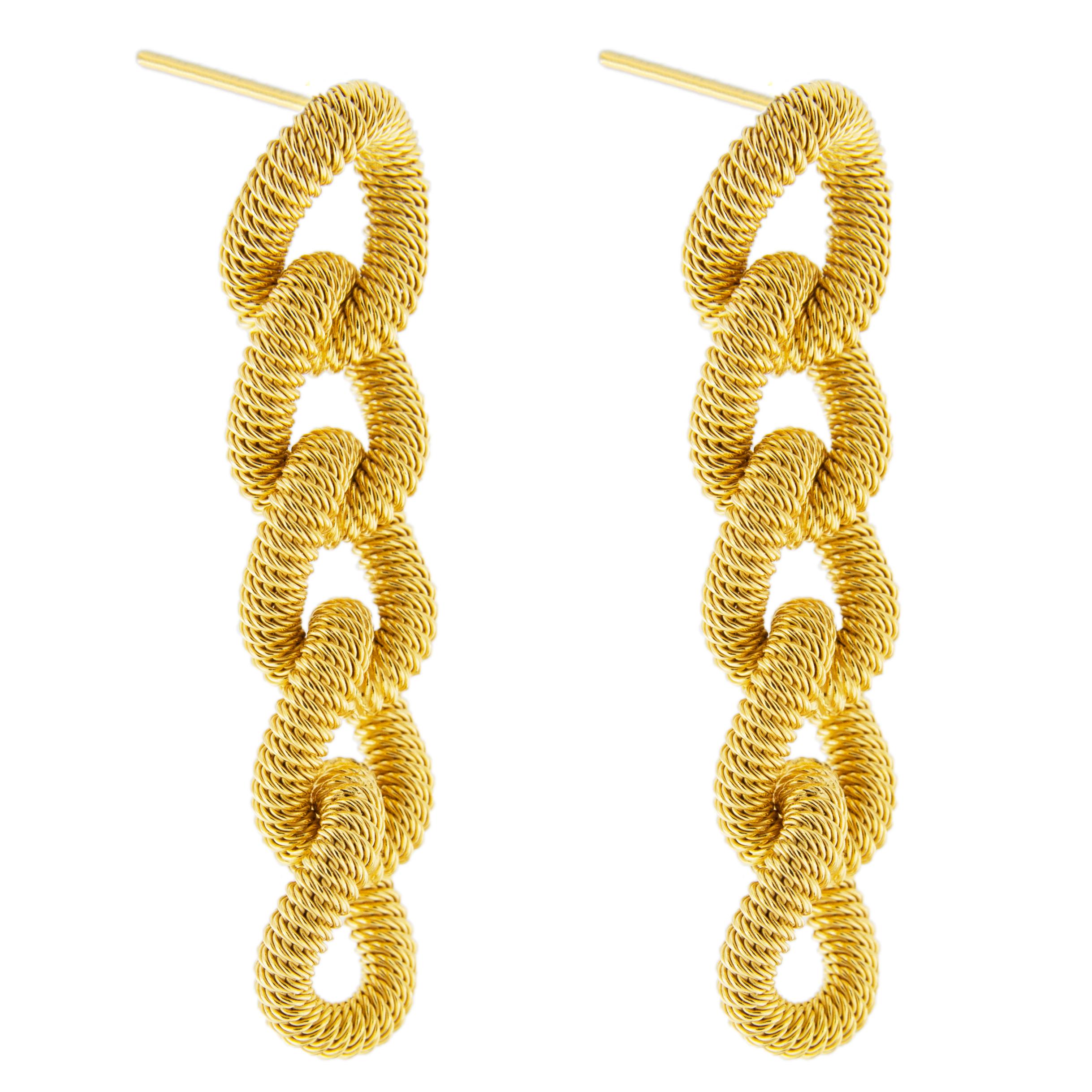 Women's or Men's Jona Gold-Plated Sterling Silver Curb Link Pendant Earrings