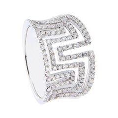Jona Greek Key White Diamond 18 Karat White Gold Band Ring