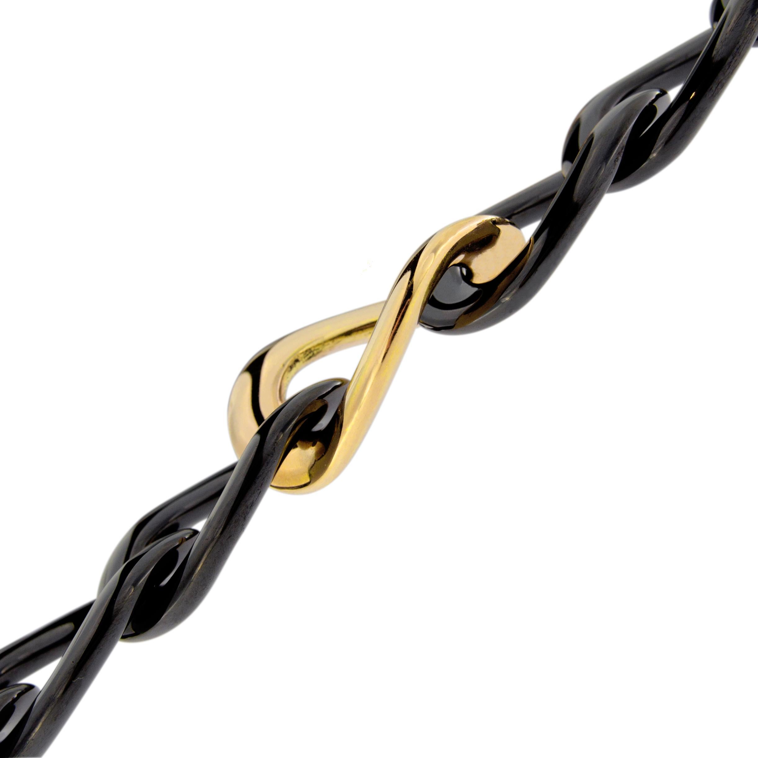 Jona High-Tech Black Ceramic 18 Karat Rose Gold Curb-Link Necklace In New Condition In Torino, IT
