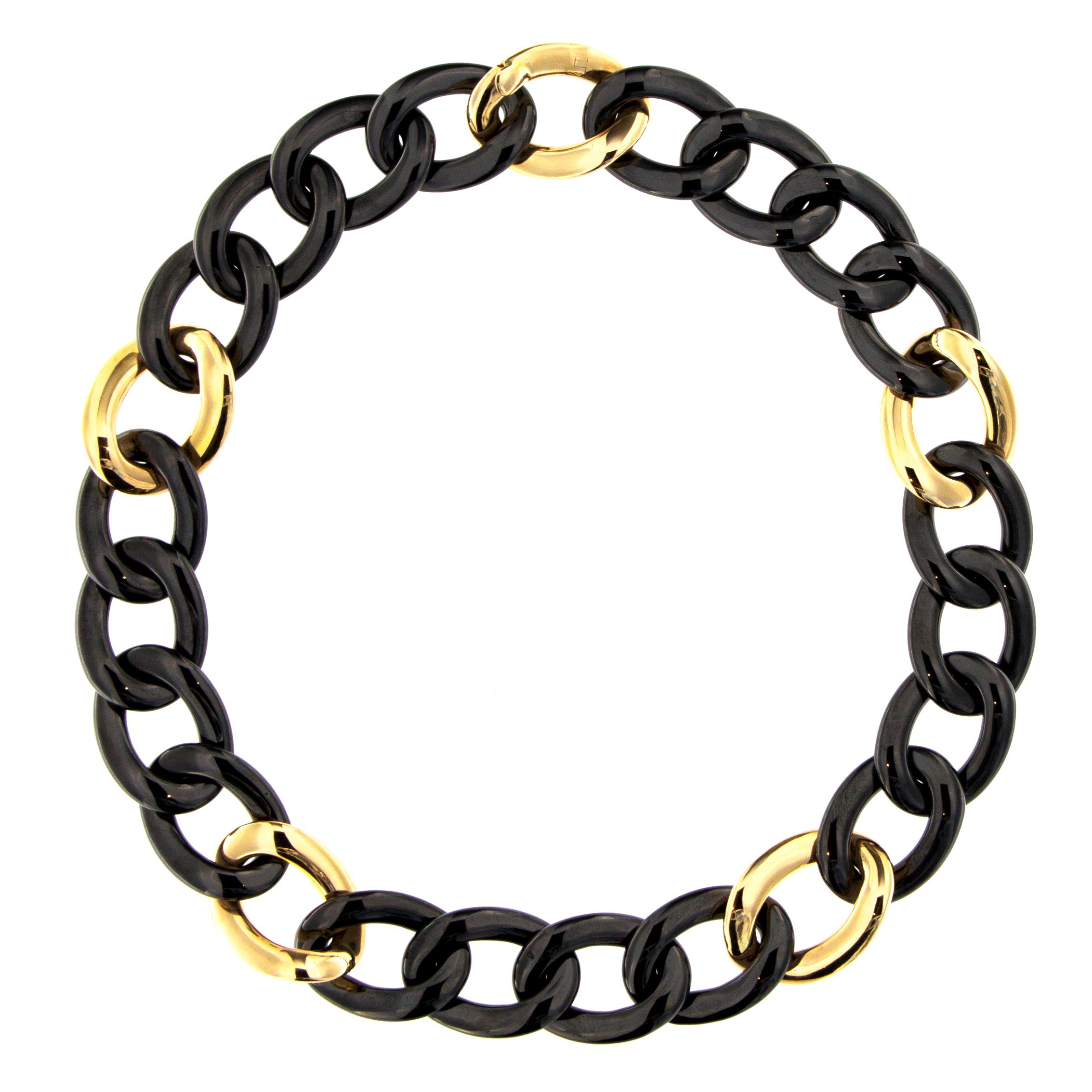 Jona High-Tech Black Ceramic 18 Karat Rose Gold Curb-Link Necklace